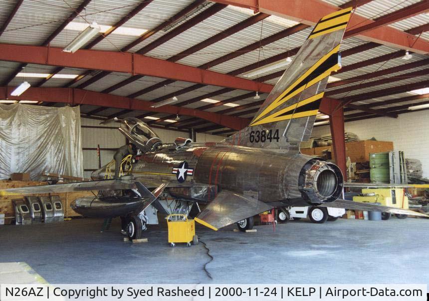 N26AZ, 1956 North American F-100F-10-NA Super Sabre C/N 56-3844 (243-120), In the GrecoAir Hanger