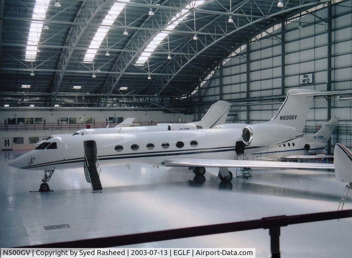 N500GV, 1996 Gulfstream Aerospace G-V Gulfstream V C/N 506, Datel GV in Hanger # 2 @ Tag Hanger Farnborough