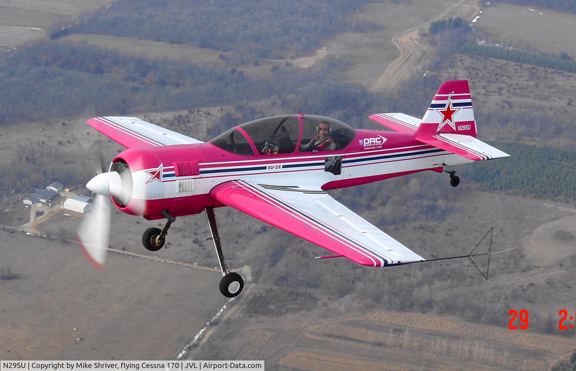 N29SU, Sukhoi Su-29 C/N 72-01, Dan Shriver flying over N. Illinois