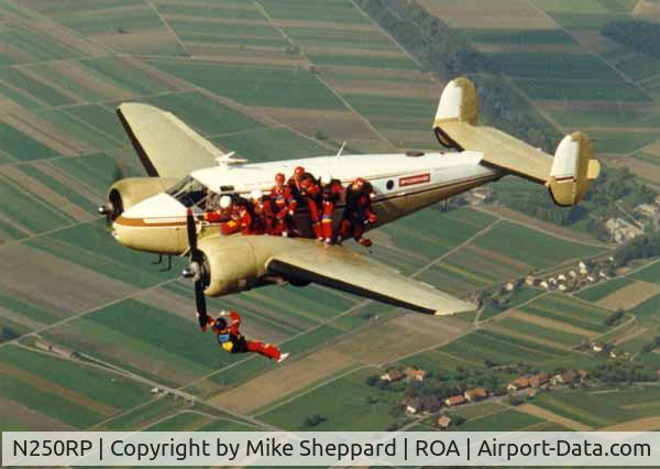N250RP, 1955 Beech E18S C/N BA-47, Summer 1983 over the Shenandoah Valley, VA Pilot: Mike Hinson, Mountain Air Cargo