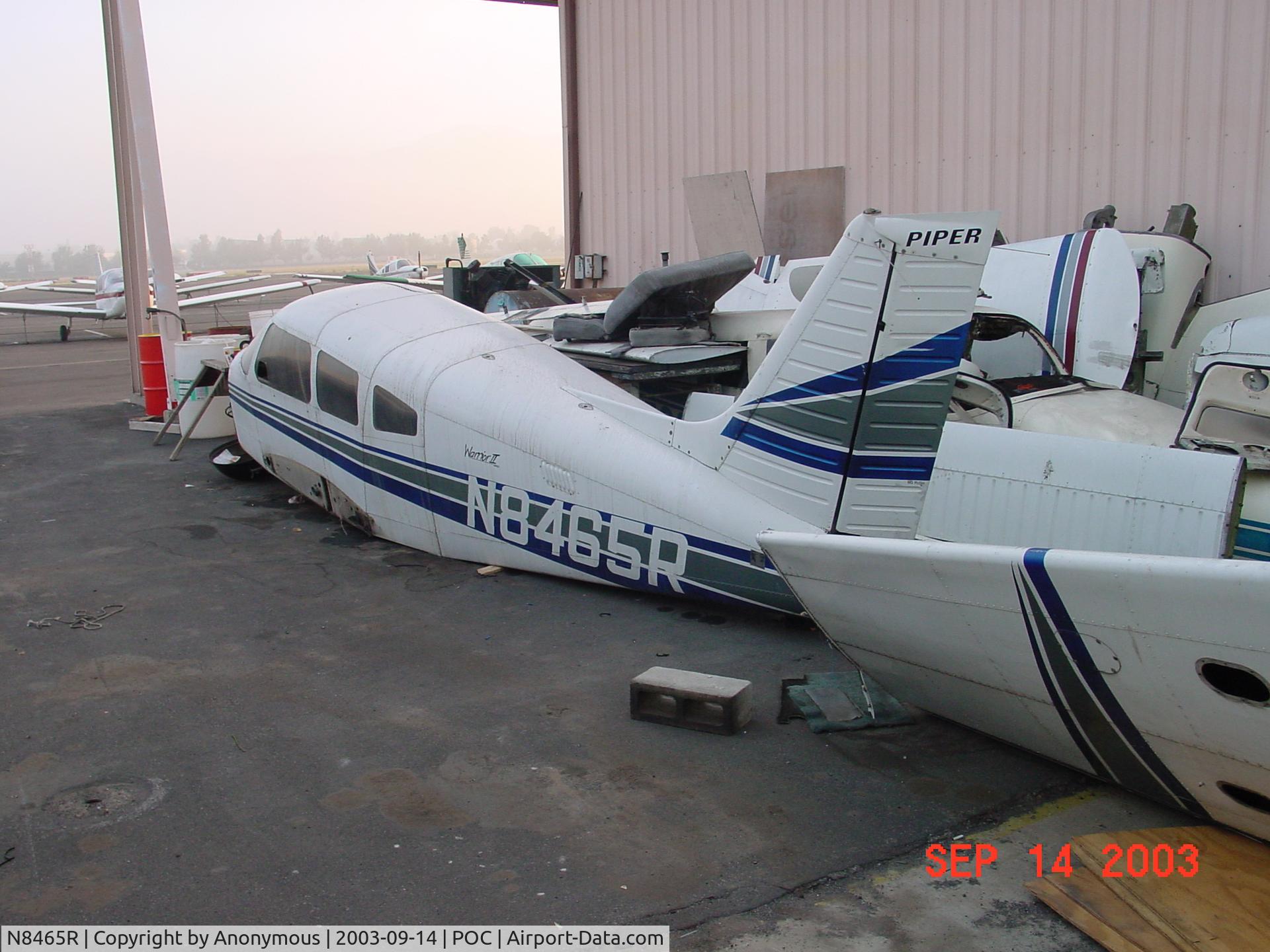N8465R, 1981 Piper PA-28-161 C/N 28-8216031, Junked after prop-separation accident