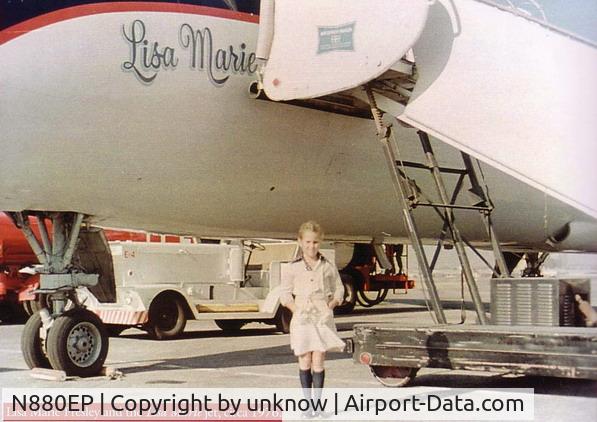 N880EP, 1960 Convair 880-22-2 C/N 22-00-38, Lisa Marie Presley in front of his? dads plane