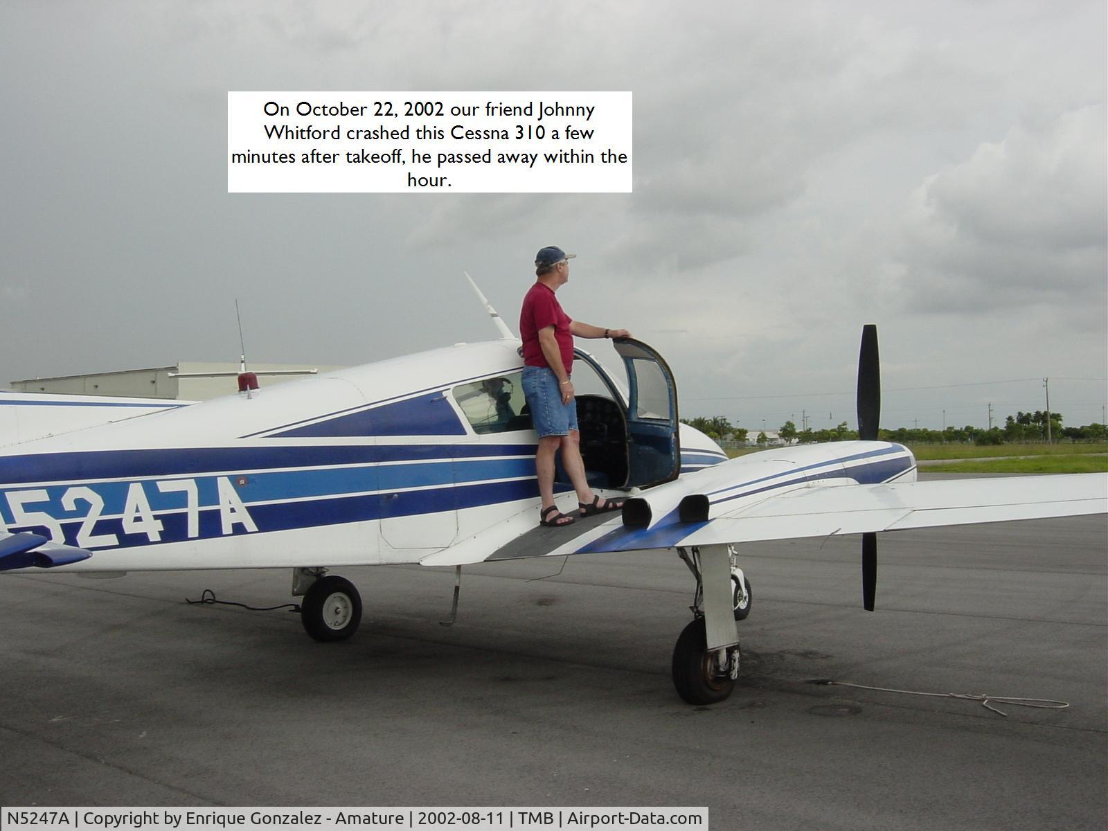 N5247A, 1956 Cessna 310 C/N 35447, Cessna 310 - built 1956 - Pilot / Owner J.Whitford