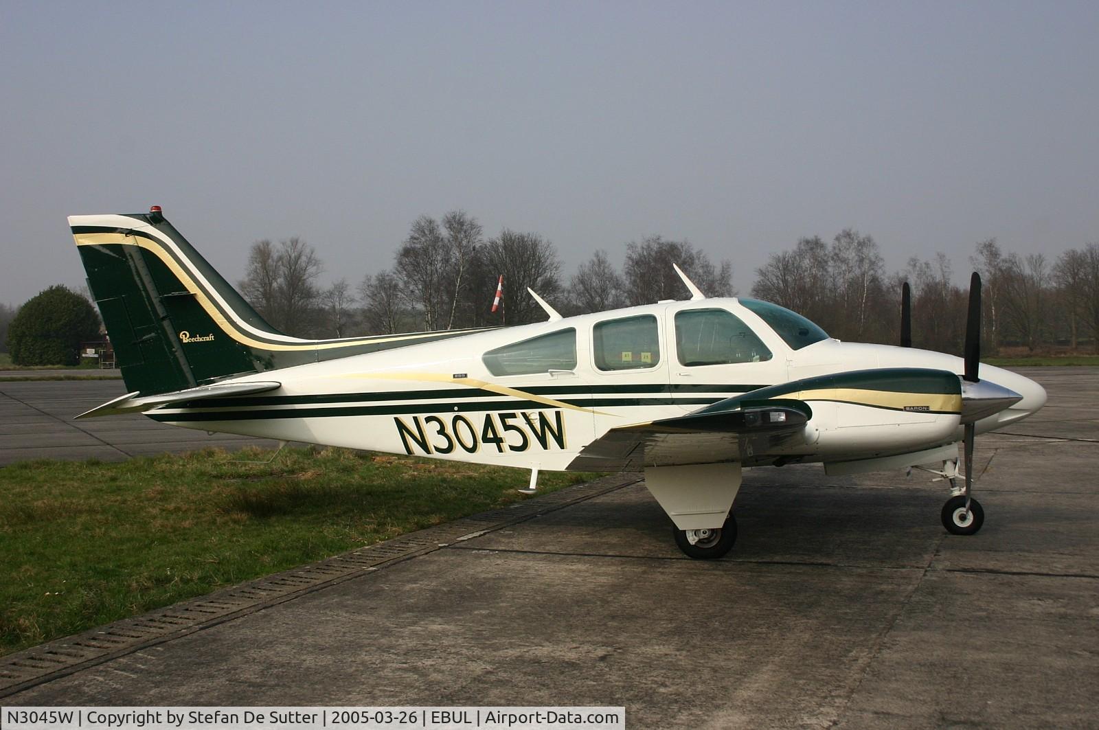 N3045W, 1973 Beech 95-B55 Baron C/N TC-1618, painted in Jaguar green livery. Picture taken in Ursel (EBUL - Belgium).