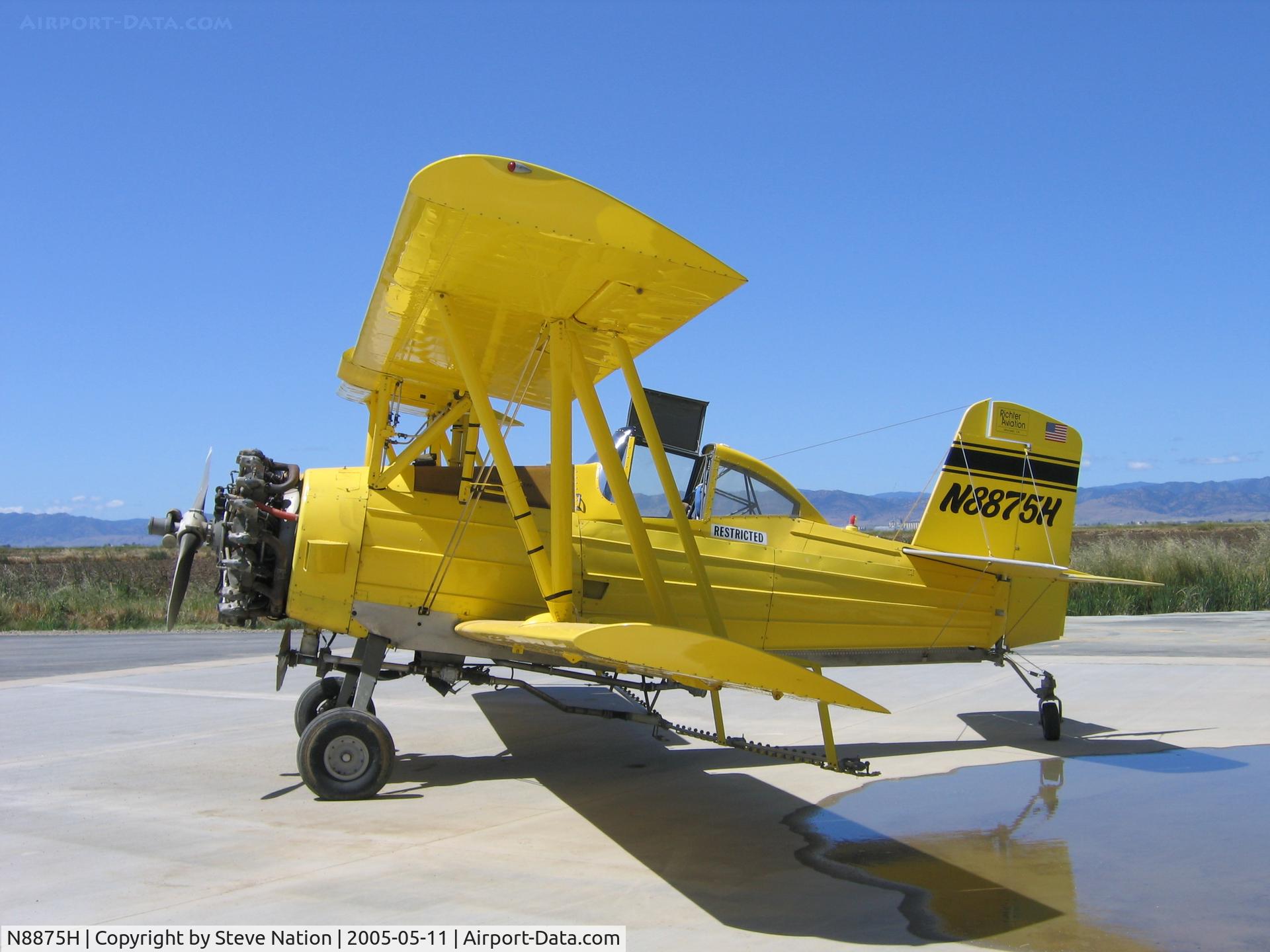 N8875H, 1975 Grumman-Schweizer G-164A C/N 1556, Richter Aviation Ag-Cat N8875H at airstrip near Maxwell, CA during rice planting in Sacramento Valley