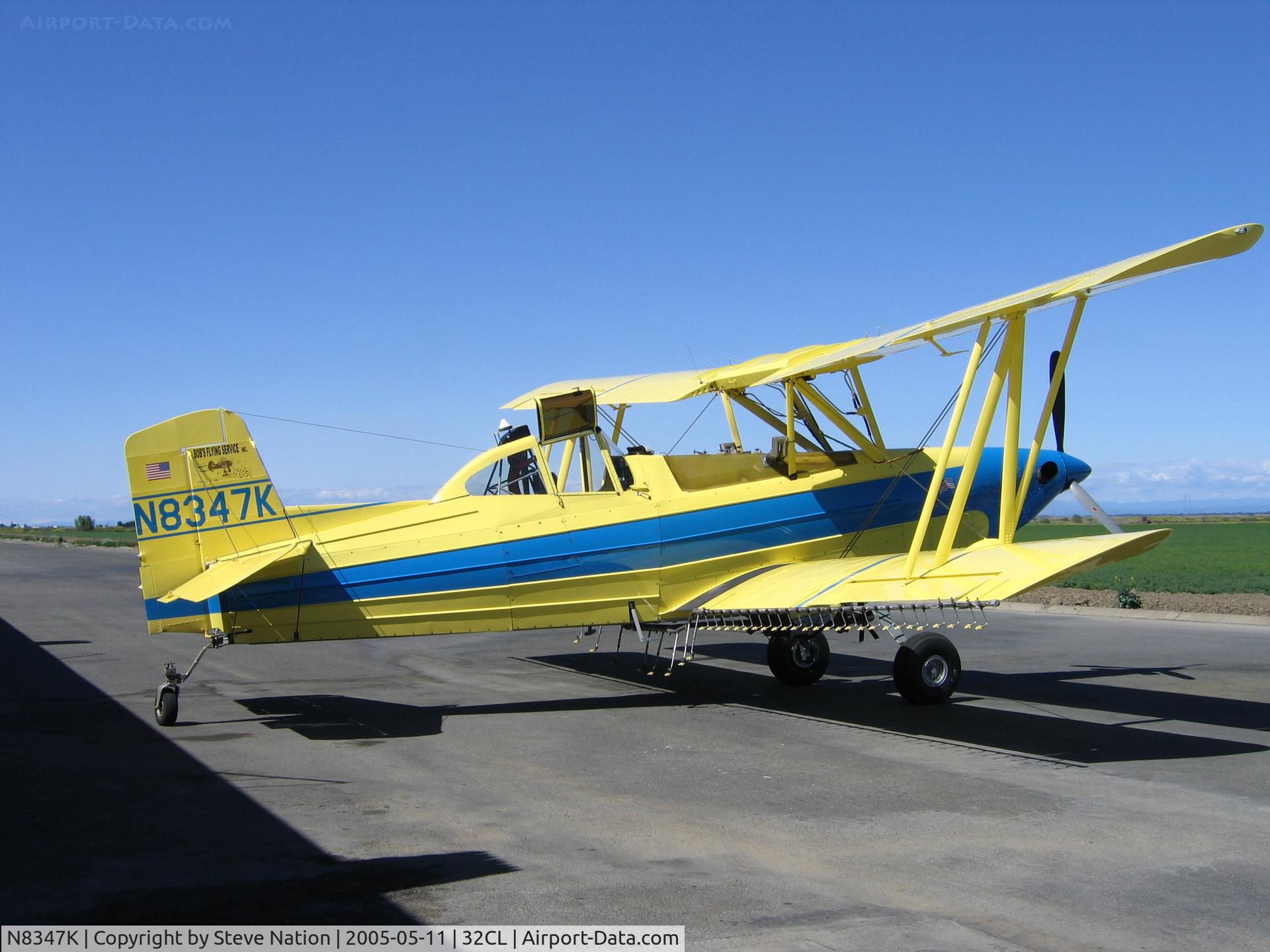 N8347K, 1980 Grumman G-164D C/N 22D, Bob's Flying Service Turbo Ag-Cat rigged for spraying at airstrip N of Knight's Landing, CA