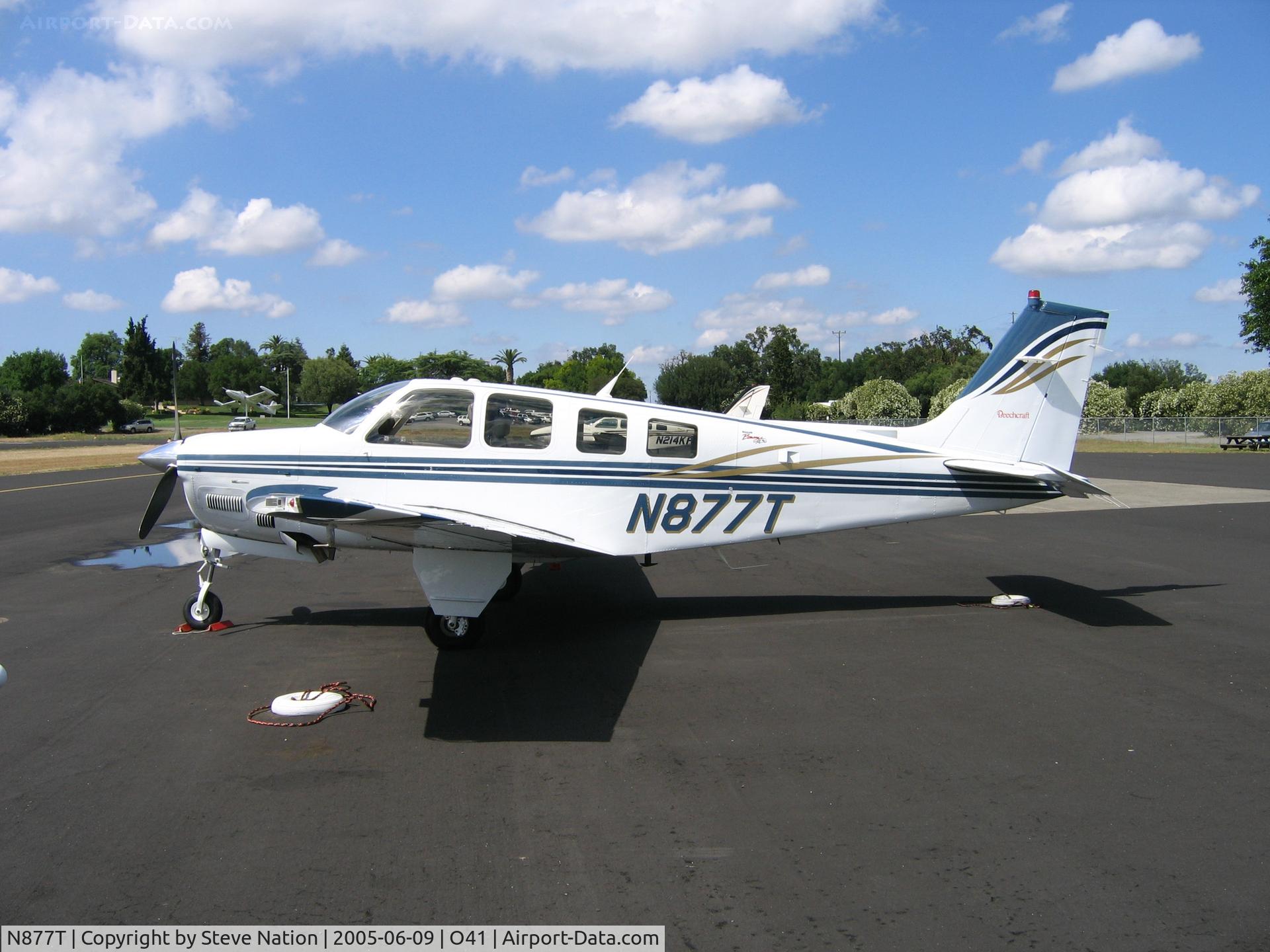 N877T, 2001 Raytheon Aircraft Company A36 Bonanza C/N E-3381, Specialty Paving's 2001 Beech A36 at Woodland-WATTS Airport, CA
