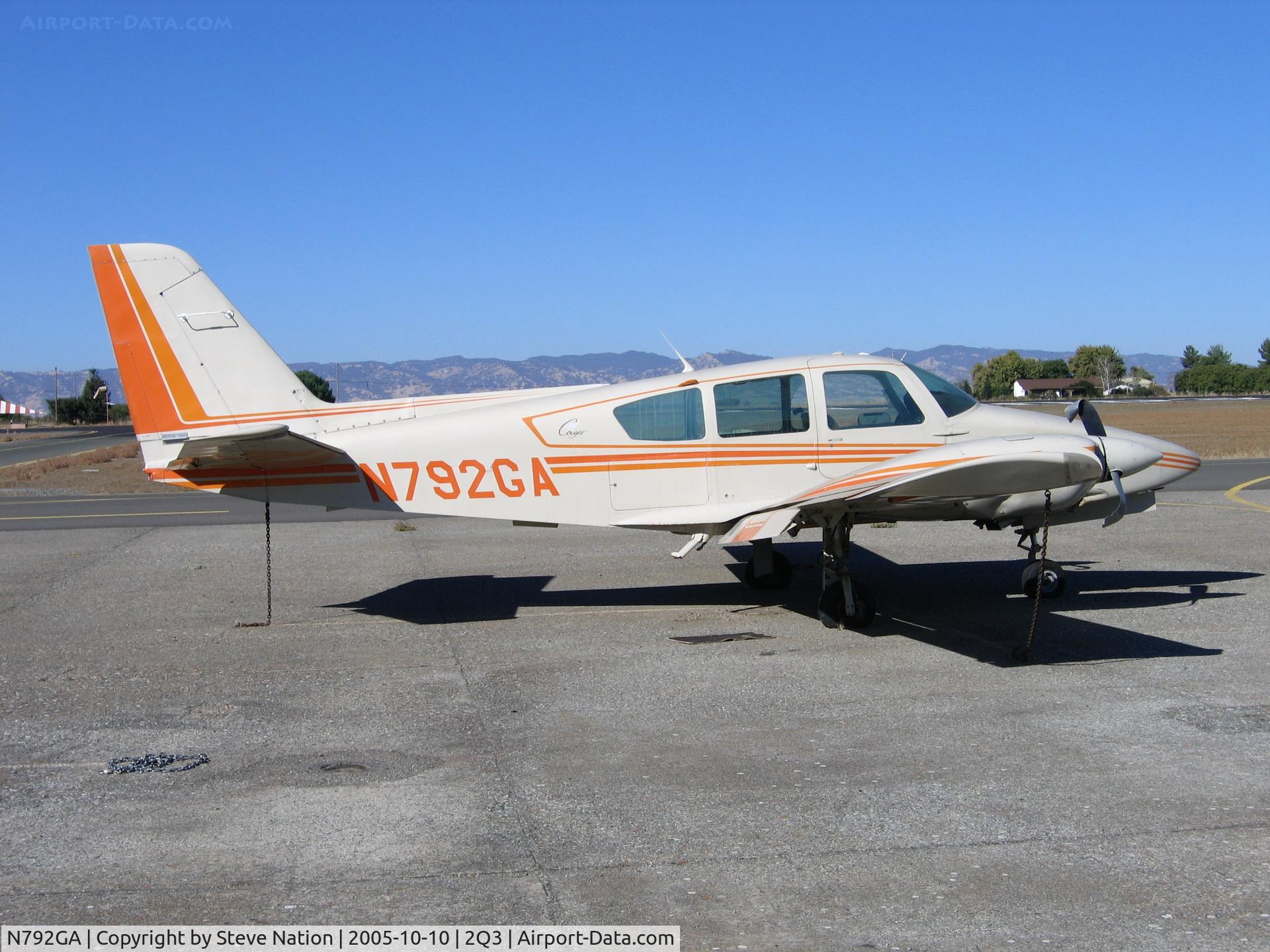 N792GA, Grumman American GA-7 Cougar C/N GA7-0081, John Cavanagh 2000 Grumman American GA-7 Cougar at Yolo County Airprt, CA (note damage)