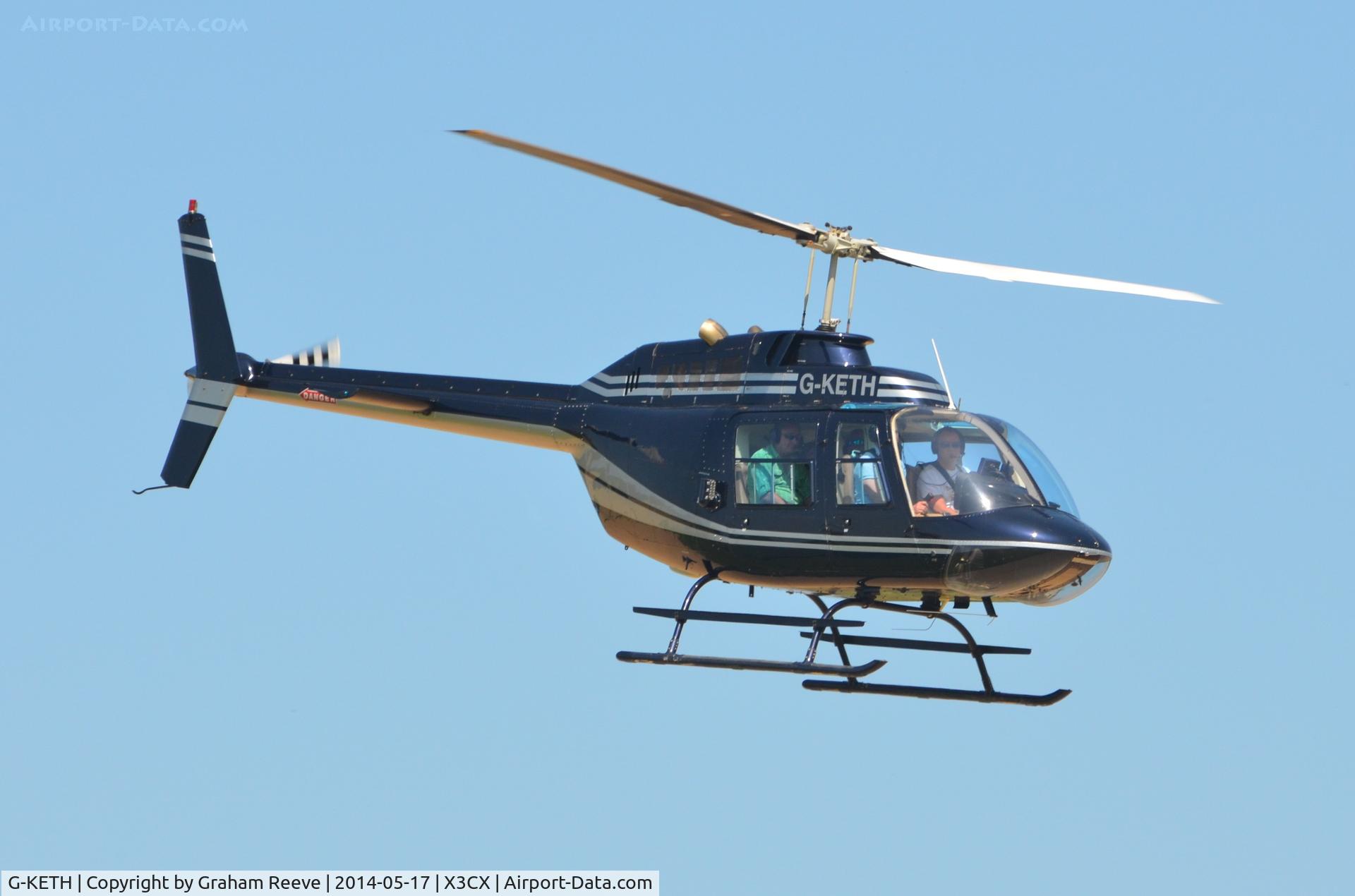 G-KETH, 1974 Agusta AB-206B JetRanger II C/N 8418, Overhead at Northrepps.