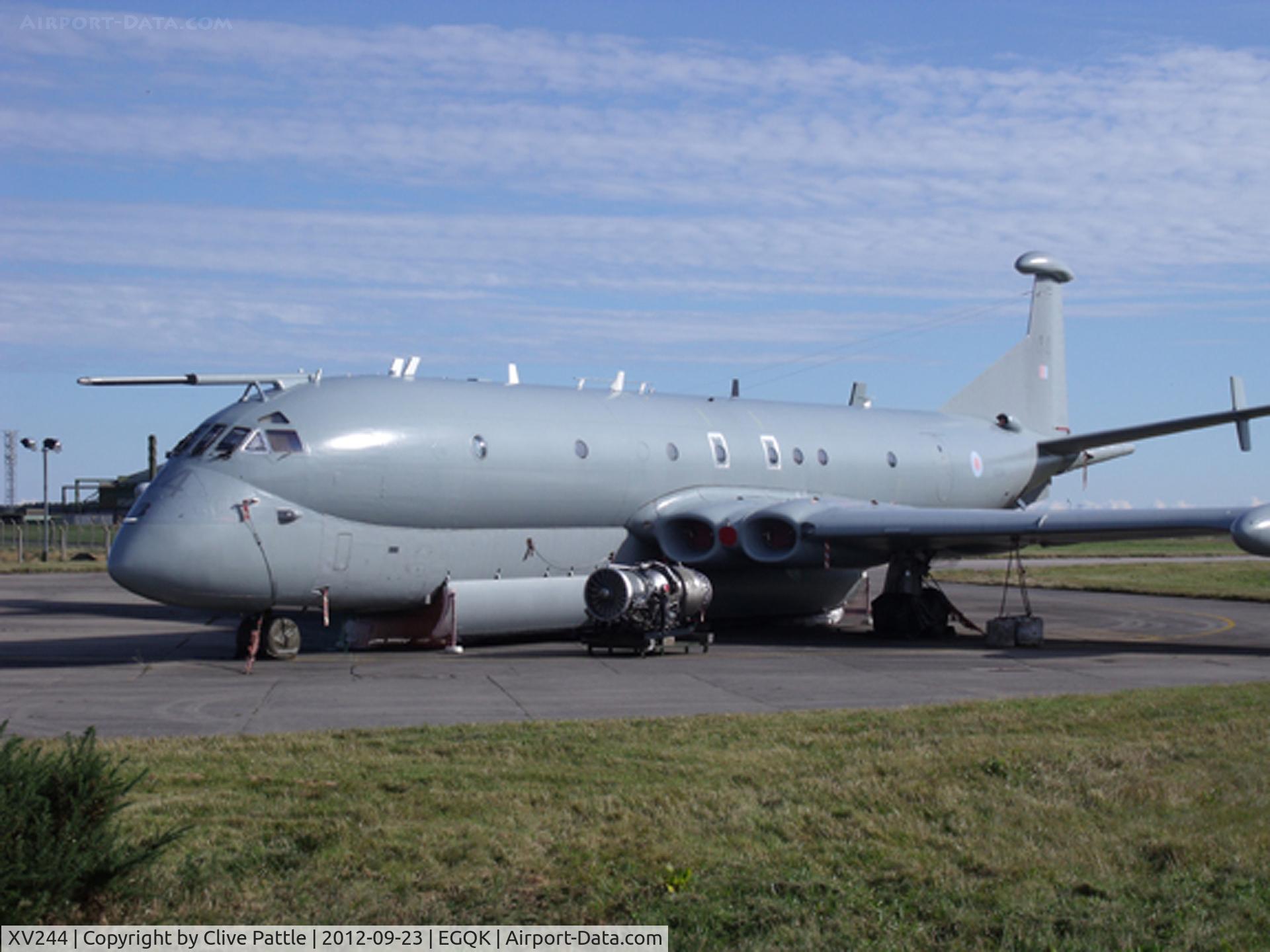 XV244, Hawker Siddeley Nimrod MR.2 C/N 8019, Pictured on display near to the Main Gate at RAF Kinloss, prior to the base closure as an RAF Station.