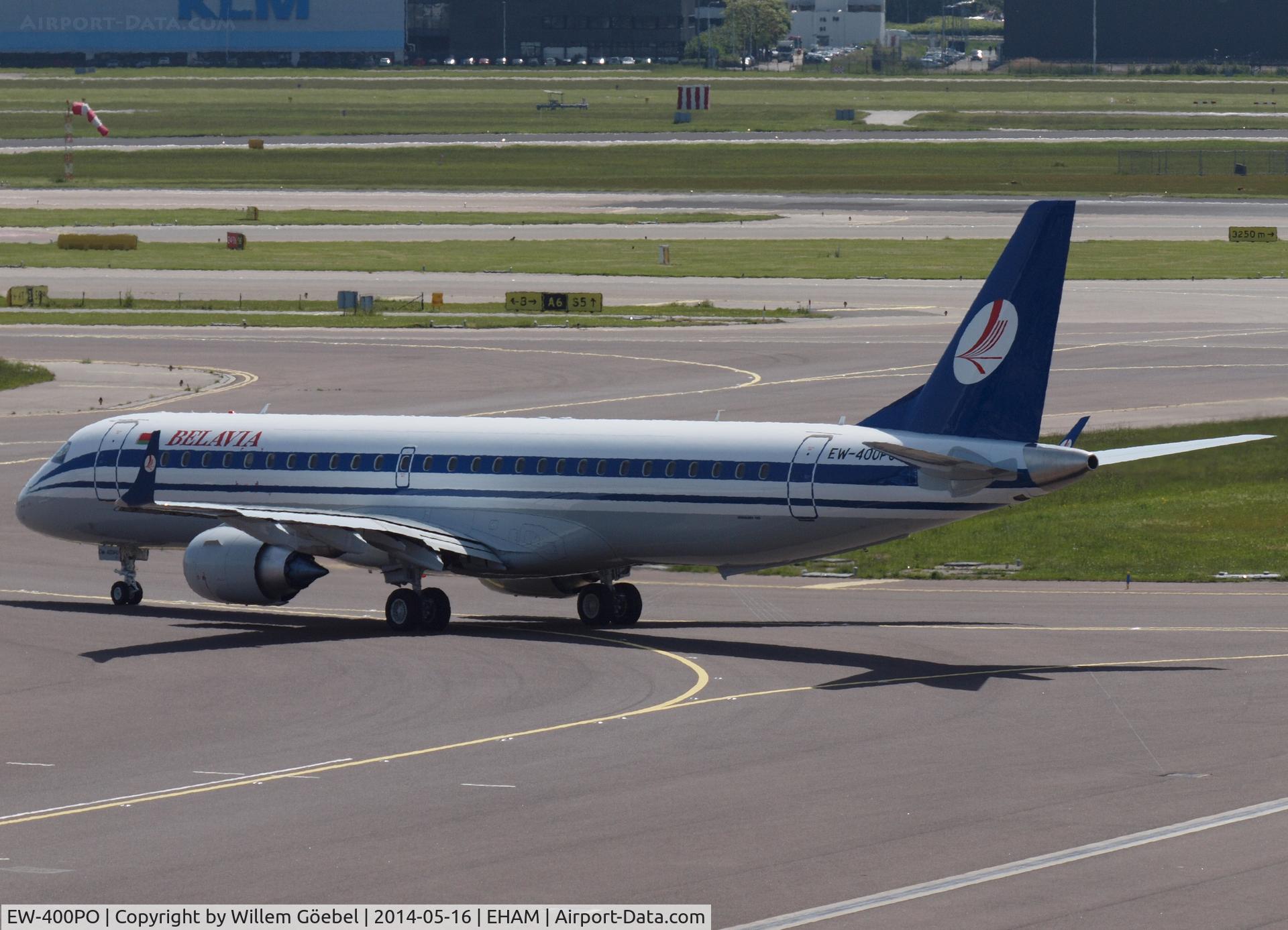EW-400PO, 2014 Embraer 195LR (ERJ-190-200LR) C/N 19000668, Now without water taxi to the runway of Schiphol Airport