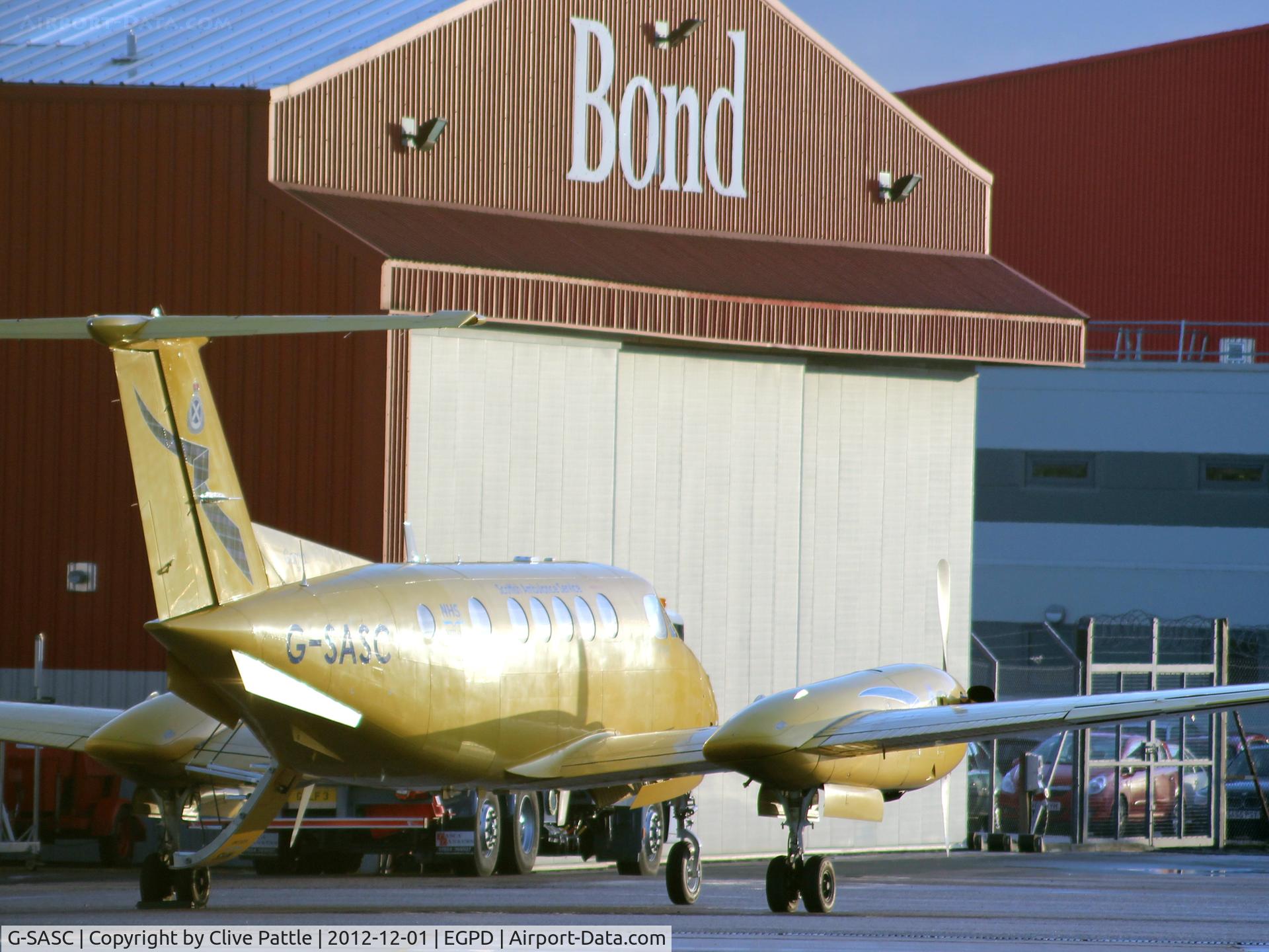 G-SASC, 2005 Raytheon B200C King Air C/N BL-150, Air ambulance at rest at Aberdeen EGPD
