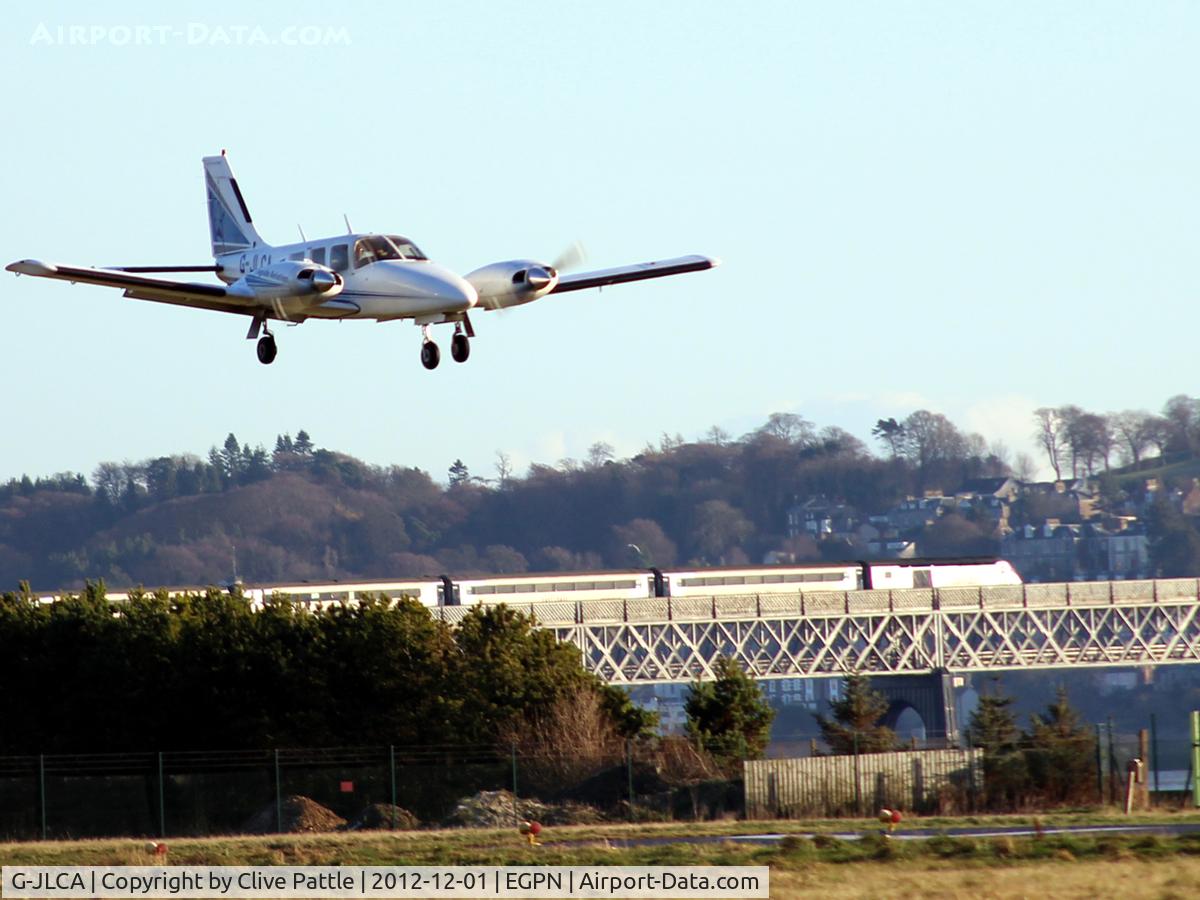 G-JLCA, 1978 Piper PA-34-200T Seneca II C/N 34-7870428, Tayside Aviation's G-JLCA about to land. N.b train on Tay Rail Bridge in background