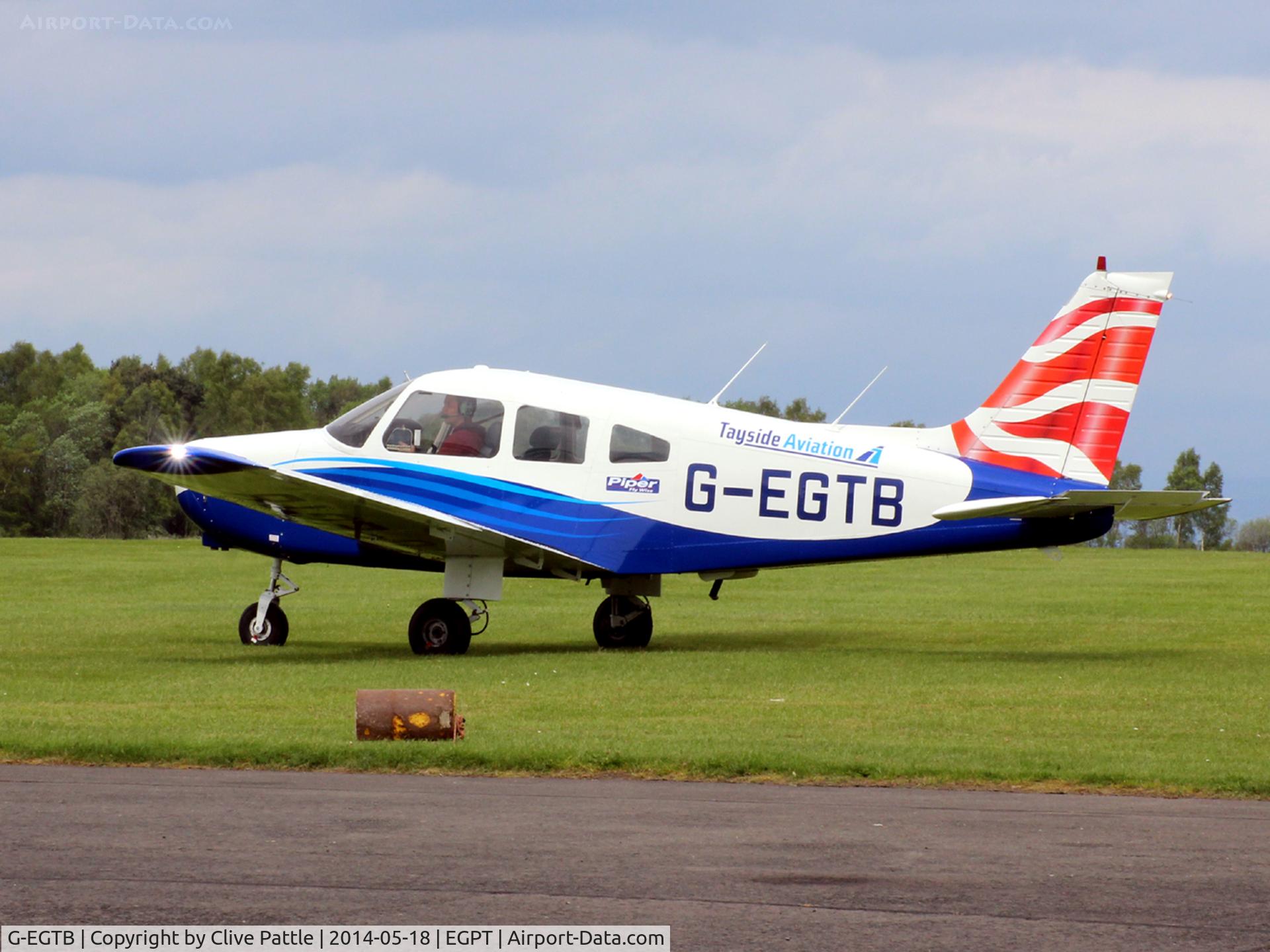 G-EGTB, 1978 Piper PA-28-161 Cherokee Warrior II C/N 28-7816074, Taxi at EGPT - departing for the short trip back to its base at Dundee Riverside EGPN