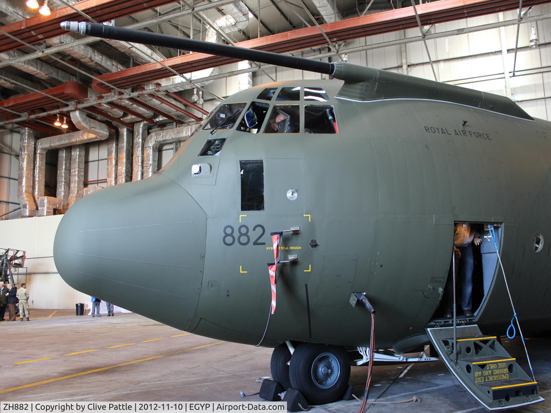 ZH882, 1999 Lockheed Martin C-130J Hercules C.5 C/N 382-5480, Nose detail of ZH882 then hangared at RAF Mount Pleasant (EGYP) whilst part of 1312 Flt.