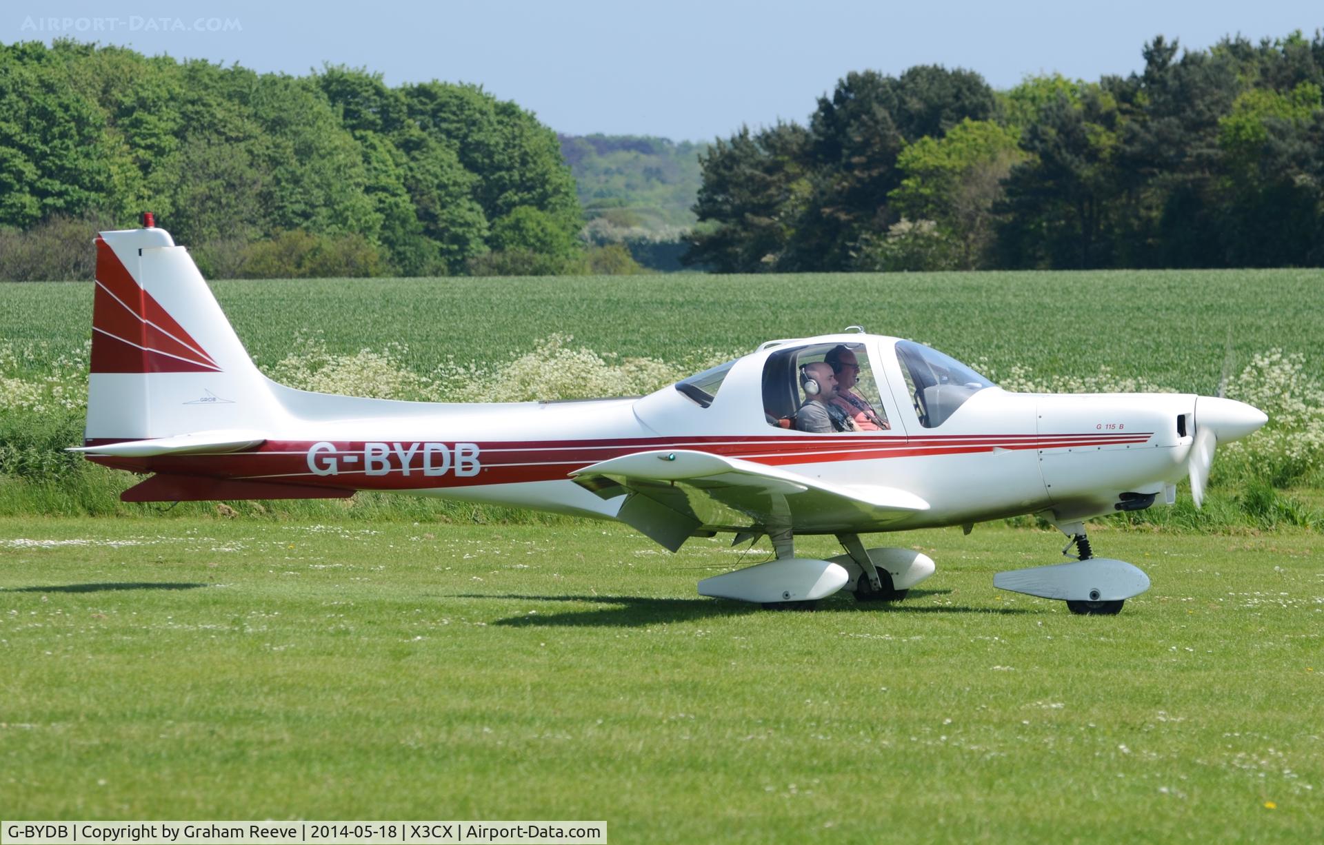 G-BYDB, 1988 Grob G-115B C/N 8025, Just landed.