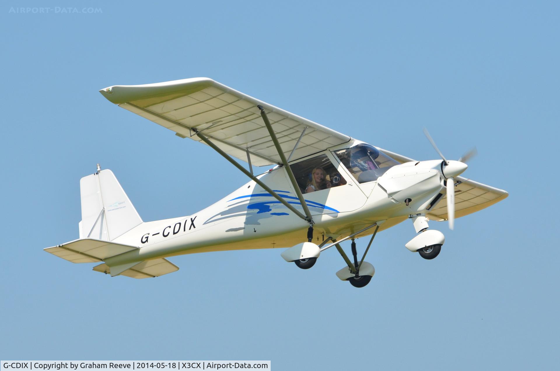 G-CDIX, 2005 Comco Ikarus C42 FB100 C/N 0504-6669, Departing from Northrepps.