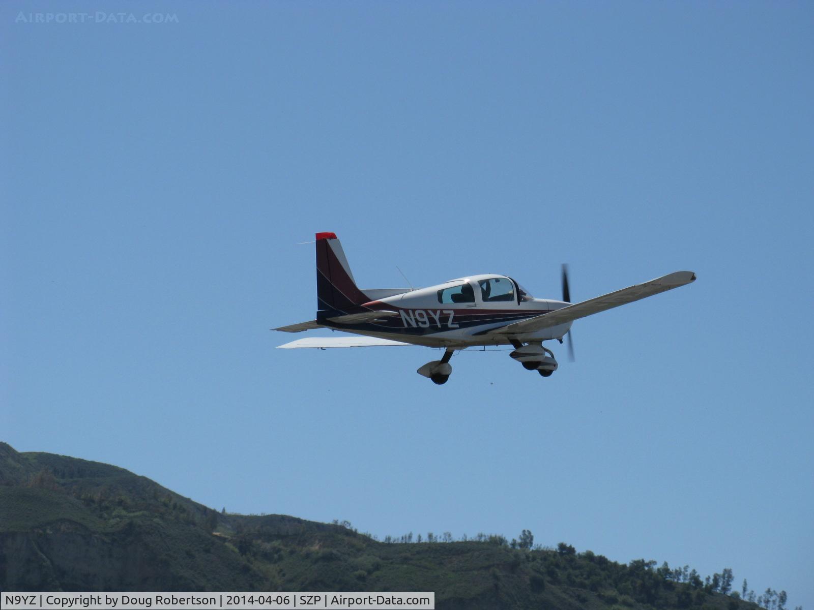 N9YZ, 1975 Grumman American AA-5A Cheetah C/N AA5-0822, 1975 Grumman American AA-5A CHEETAH, Lycoming O-320 150 Hp, Young Eagles Flight, takeoff climb Rwy 22