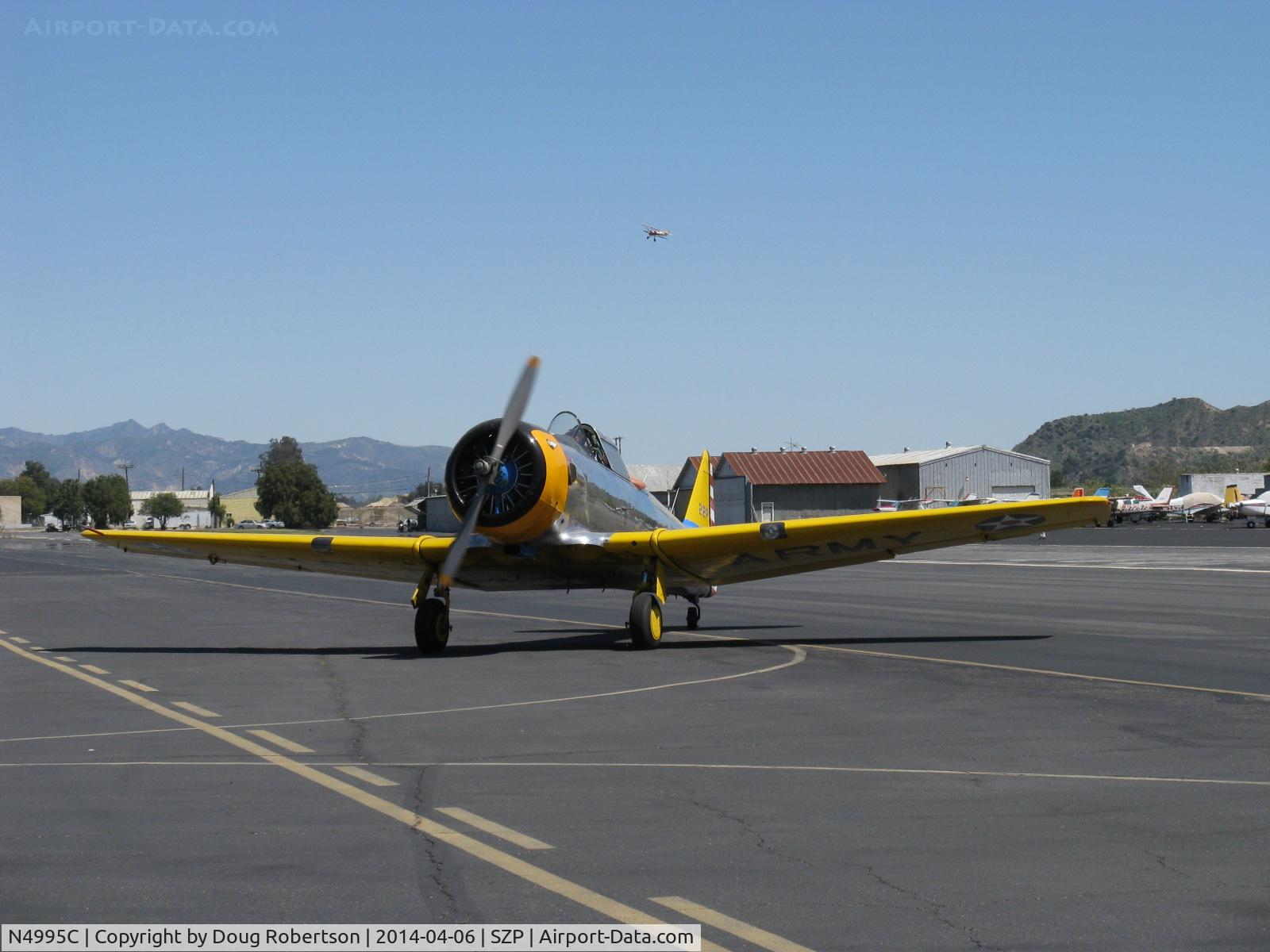 N4995C, 1949 North American T-6G Texan C/N 168-481, 1949 North American T-6G TEXAN 'Thirsty Girl', 1949 factory reman, P&W R-1340 Wasp 600 Hp radial, Experimental class, taxi
