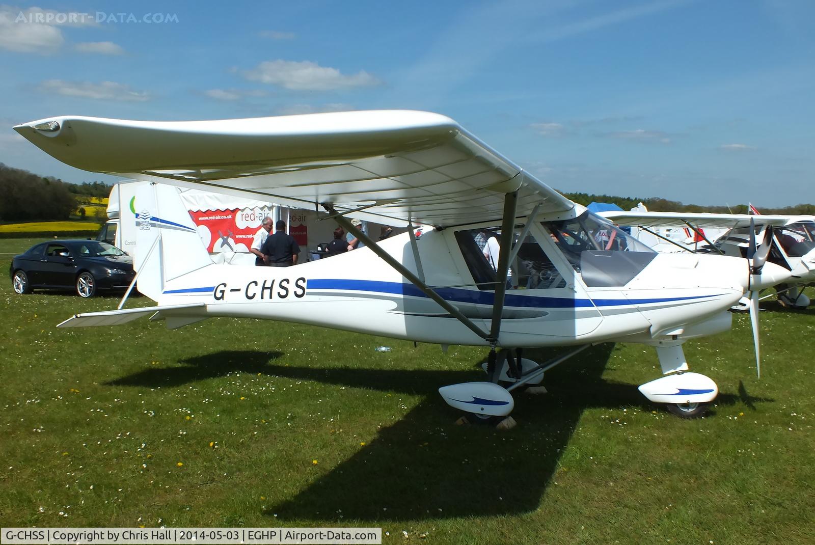 G-CHSS, 2012 Comco Ikarus C42 FB80 Bravo C/N 1209-7224, at the 2014 Microlight Trade Fair, Popham