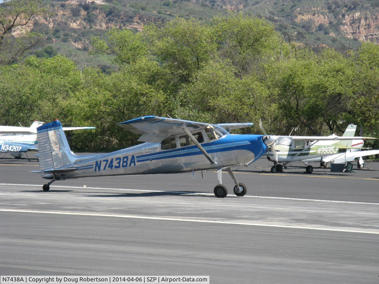 N7438A, 1956 Cessna 172 C/N 29538, 1956 Cessna 172, Continental O-300 145 Hp 6 cylinder, 1st year of production straight tail, conversion to taildragger, landing roll Rwy 22