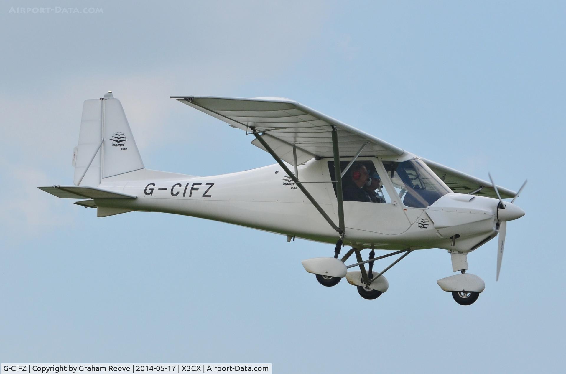 G-CIFZ, 2013 Comco Ikarus C42 FB80 C/N 1311-7293, About to land at Northrepps.