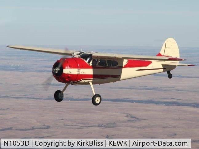 N1053D, 1952 Cessna 195A C/N 7665, Over the Flint Hills