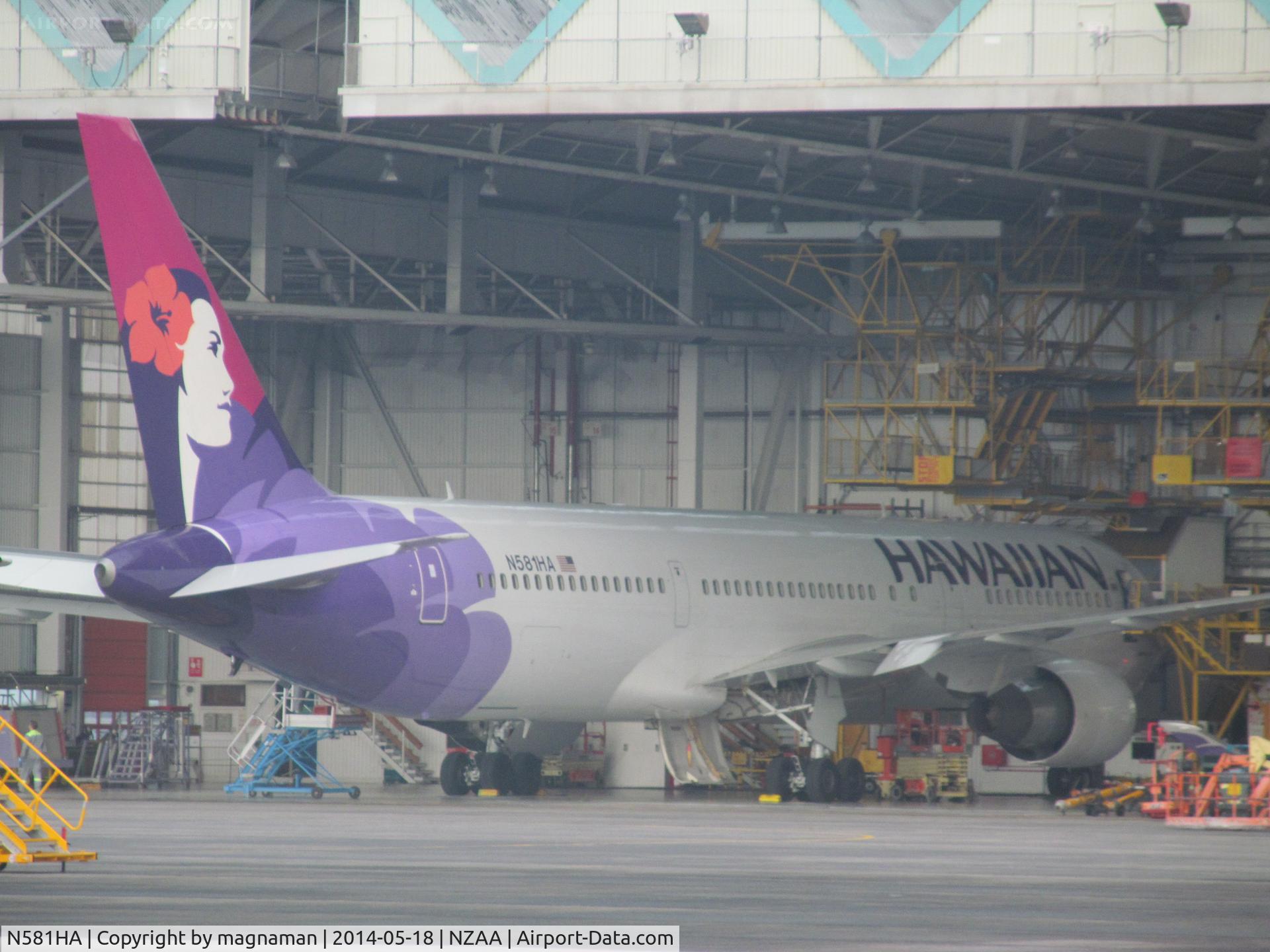 N581HA, 2001 Boeing 767-33A C/N 28141, At Air NZ maintenance as part of deal struck to get flights to AKL from HNL. About one every month arrives for a check up.