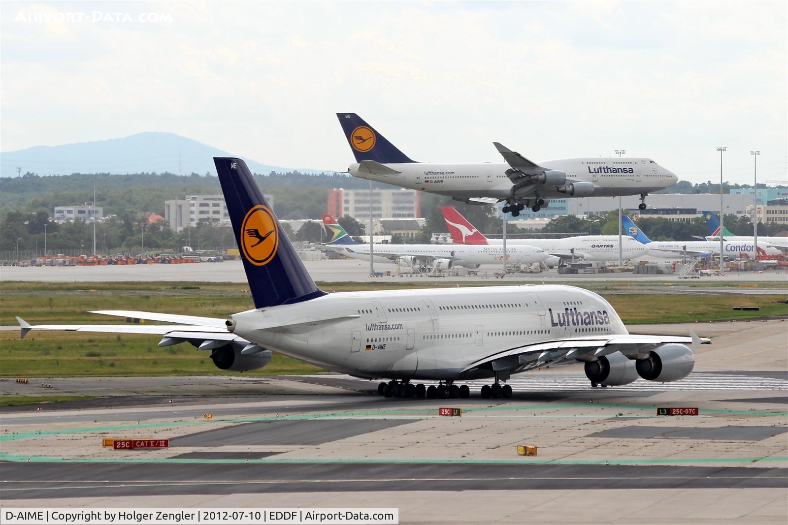 D-AIME, 2010 Airbus A380-841 C/N 061, Big bird meets big bird....
