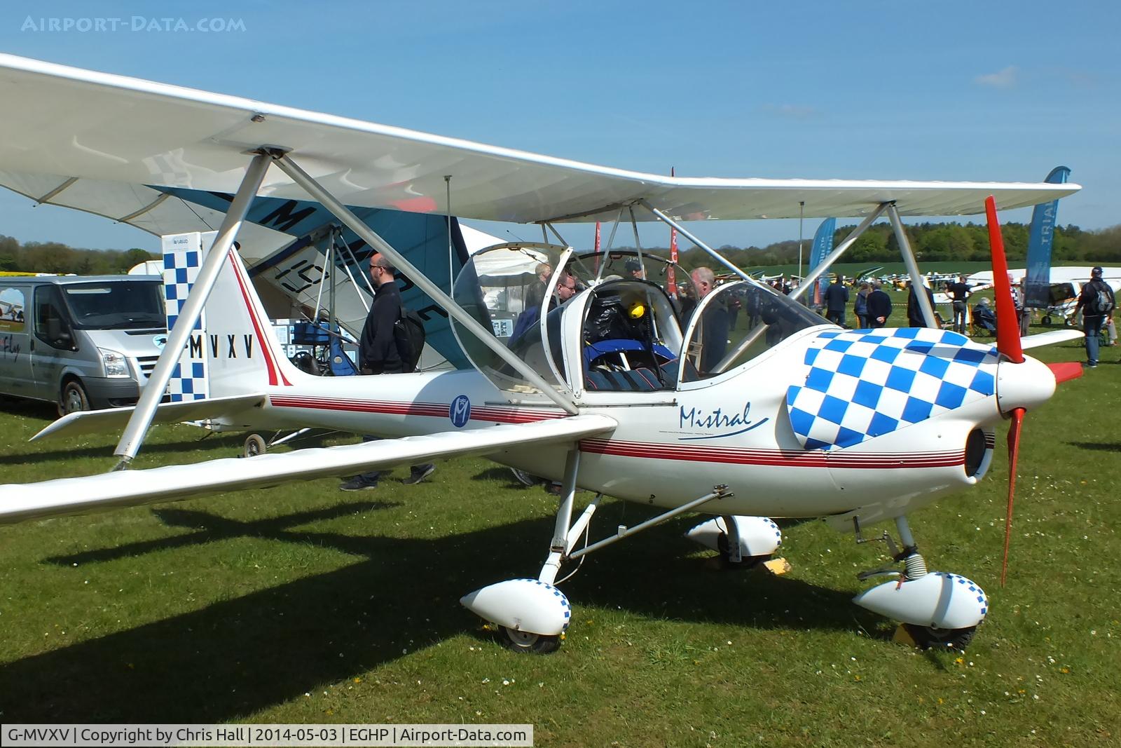 G-MVXV, 1988 Aviasud Mistral C/N BMAA/HB/004, at the 2014 Microlight Trade Fair, Popham