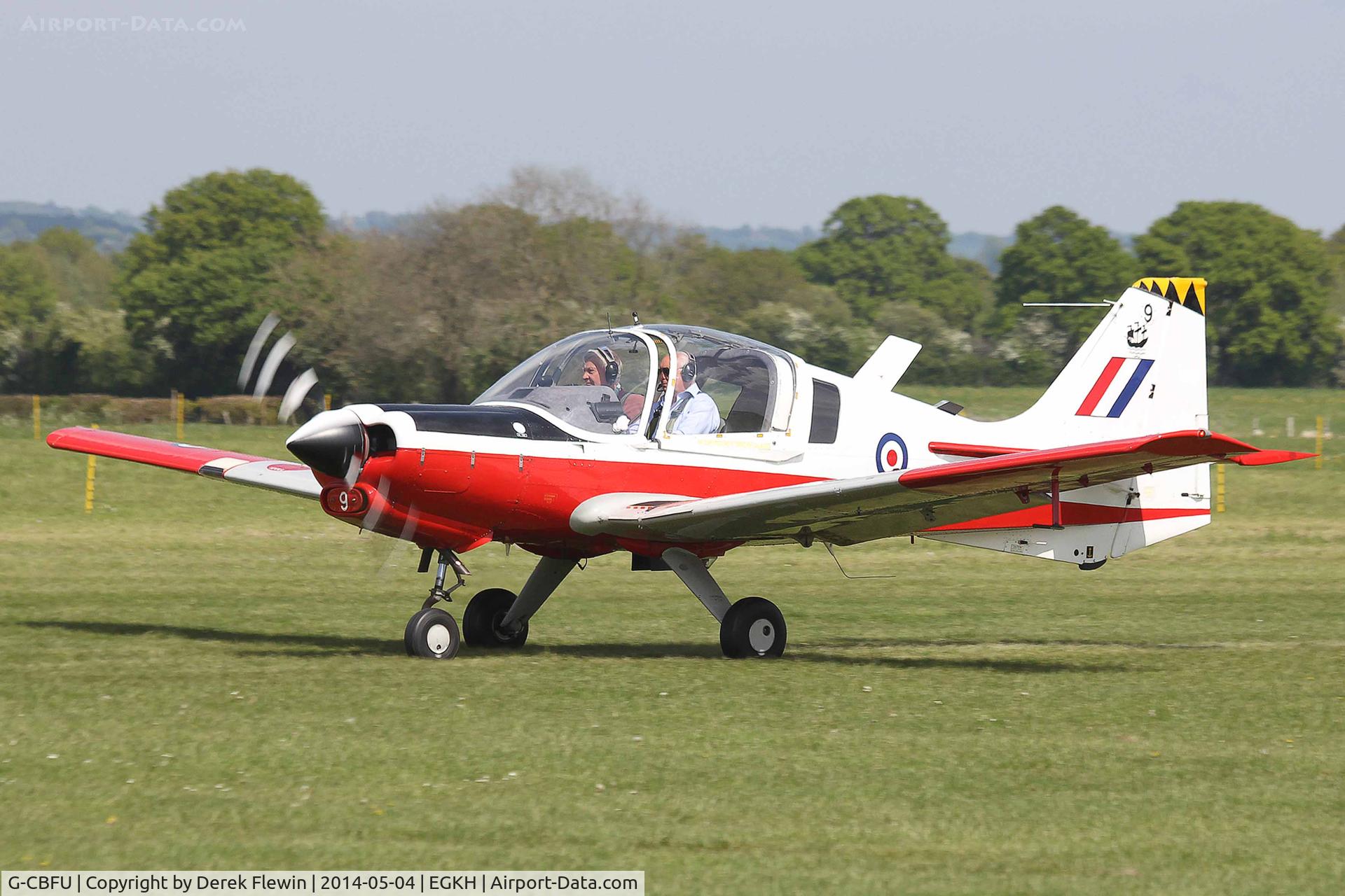 G-CBFU, 1974 Scottish Aviation Bulldog T.1 C/N BH.120/293, XX629 coded 9, seen departing runway 28 at EGKH.
