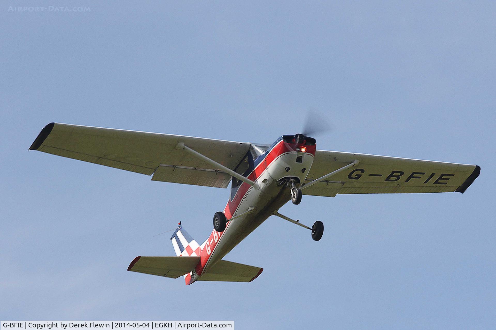G-BFIE, 1977 Reims FRA150M Aerobat C/N 0331, Departing runway 10 at EGKH.
