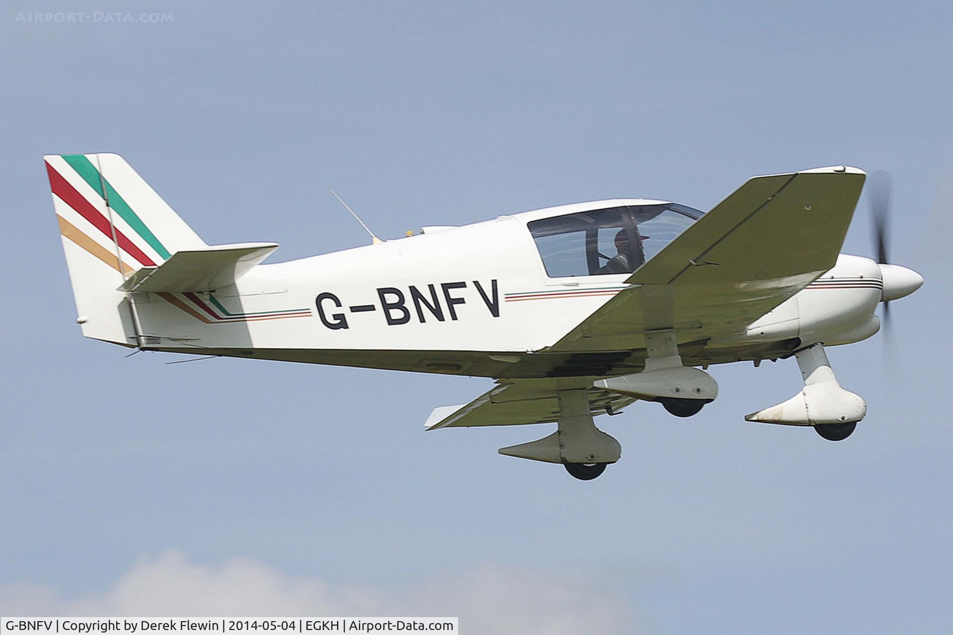 G-BNFV, 1987 Robin DR-400-120 Dauphin C/N 1767, Seen departing runway 10 at EGKH.