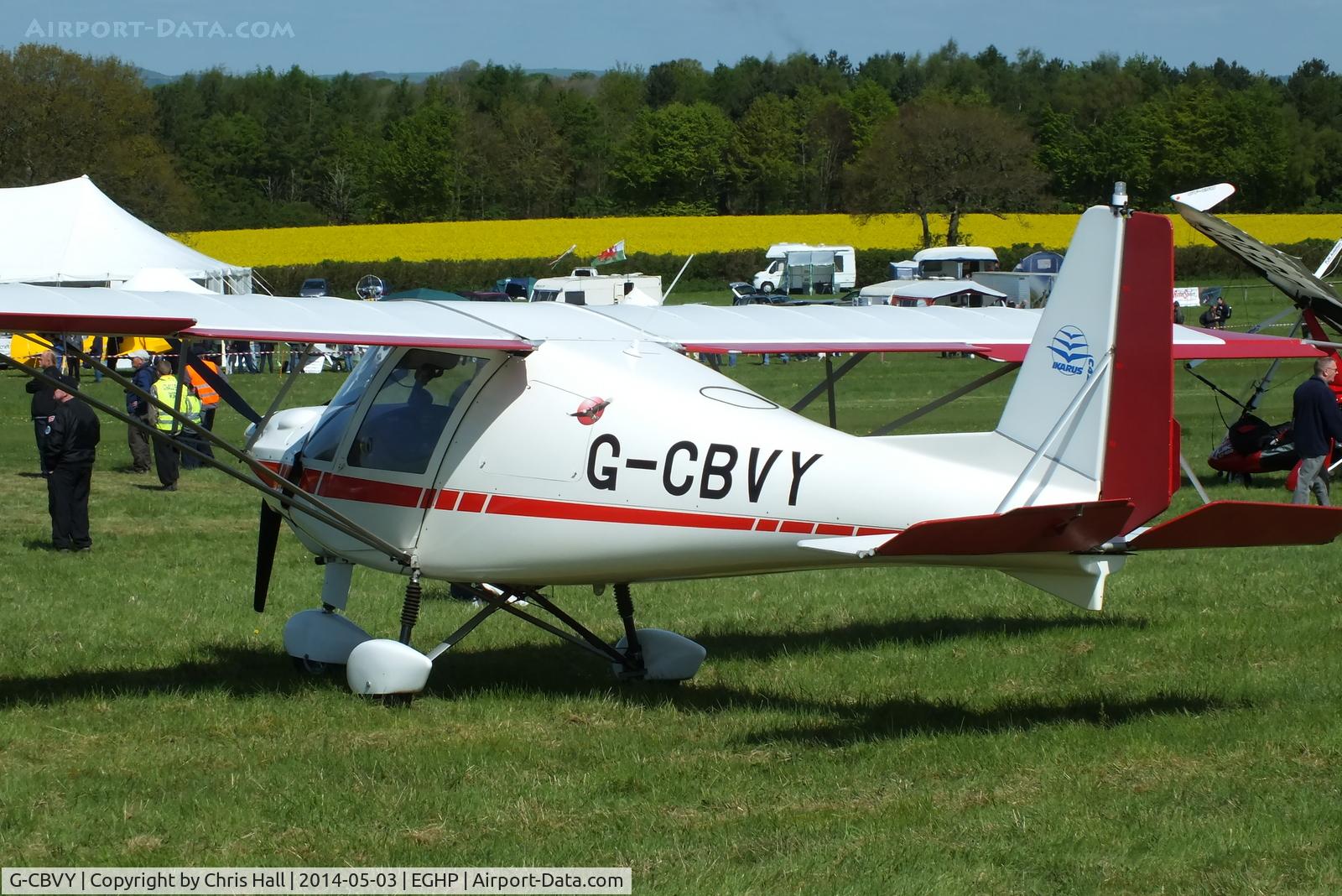 G-CBVY, 2002 Comco Ikarus C42 FB UK C/N PFA 322-13835, at the 2014 Microlight Trade Fair, Popham