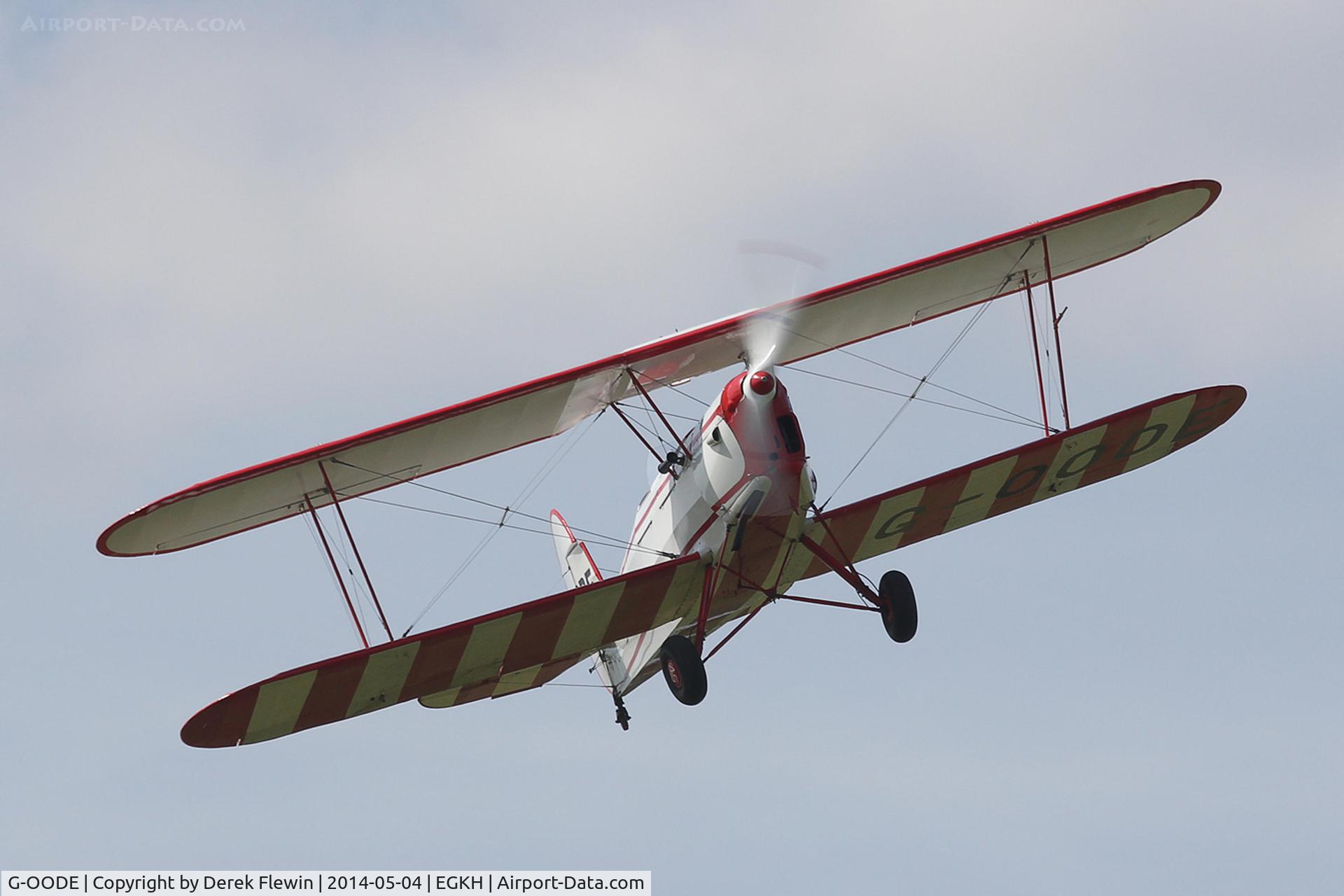 G-OODE, 1947 Stampe-Vertongen SV-4C C/N 500, Seen overflying runway 10 at EGKH.