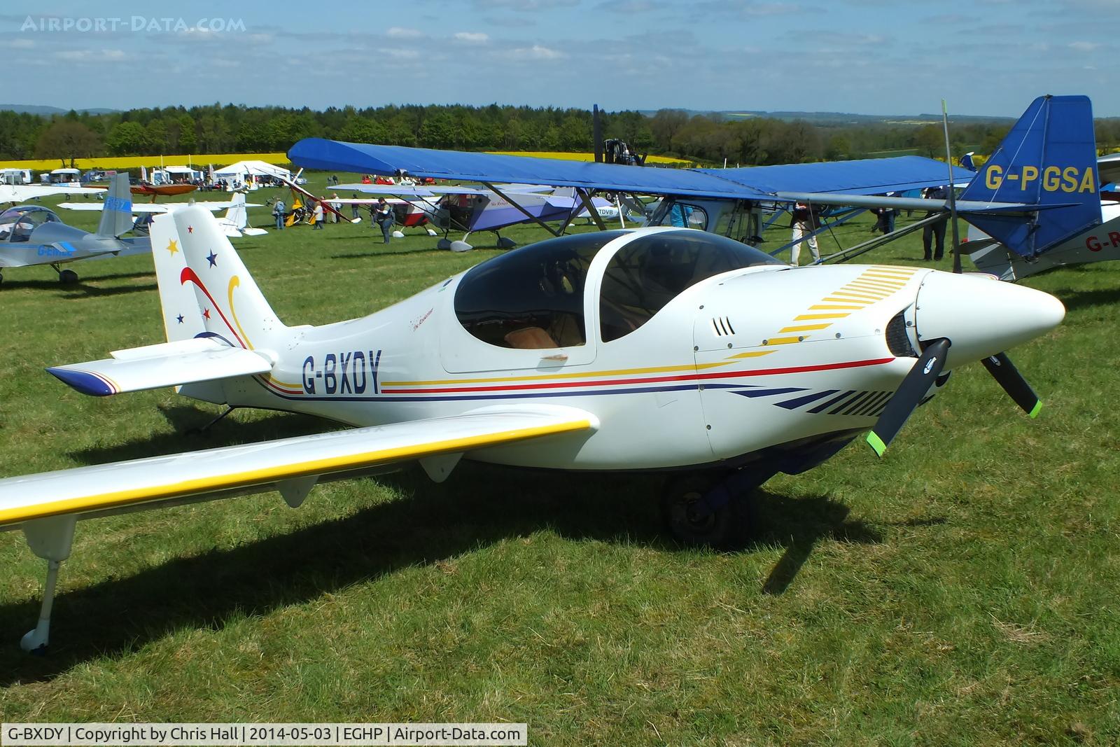 G-BXDY, 1997 Europa Monowheel C/N PFA 247-12914, at the 2014 Microlight Trade Fair, Popham