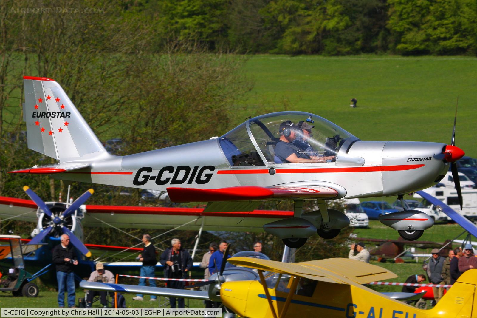 G-CDIG, 2005 Aerotechnik EV-97 Eurostar C/N PFA 315-14353, at the 2014 Microlight Trade Fair, Popham