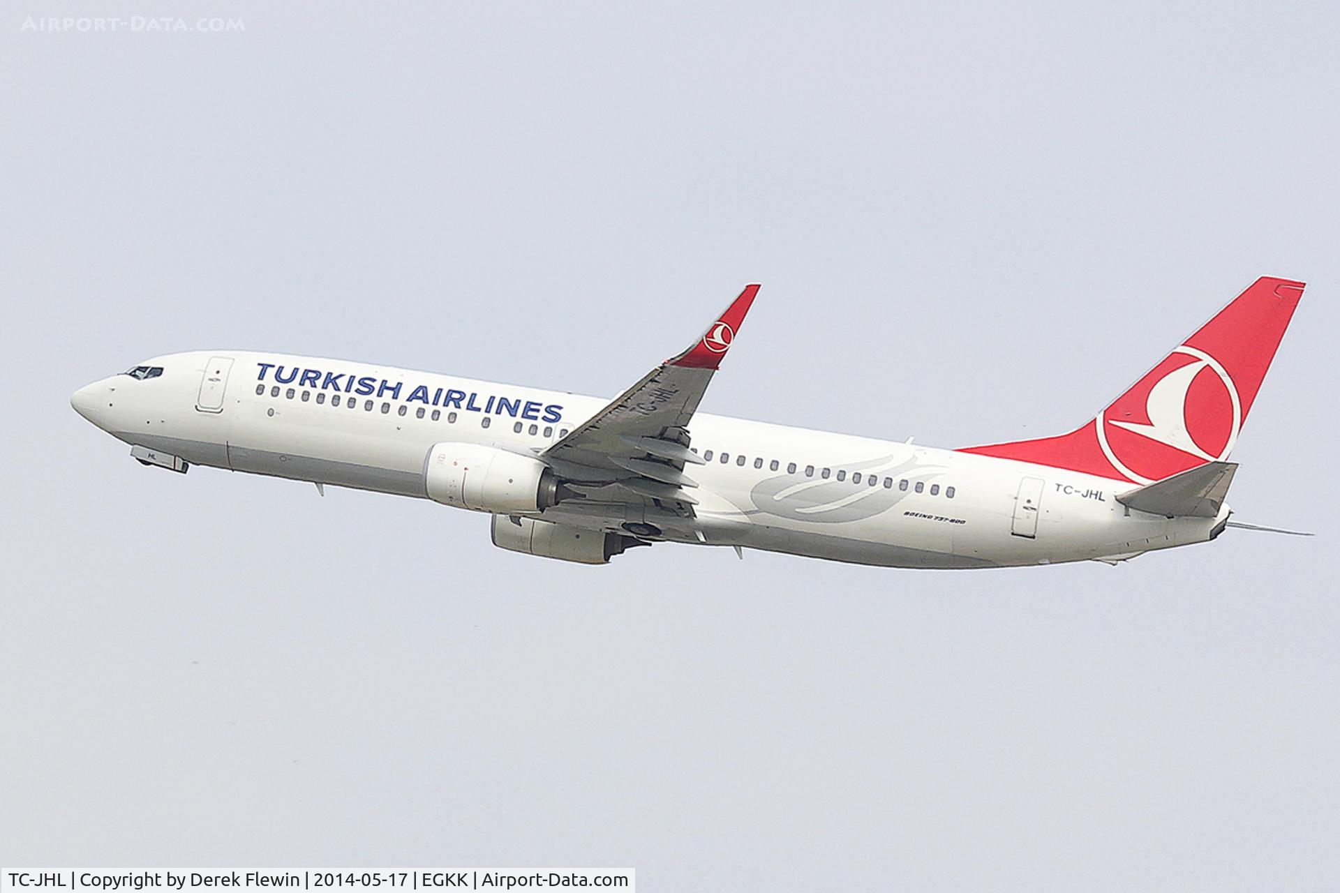 TC-JHL, 2011 Boeing 737-8F2 C/N 40976, Seen pulling out from runway 26R at EGKK.