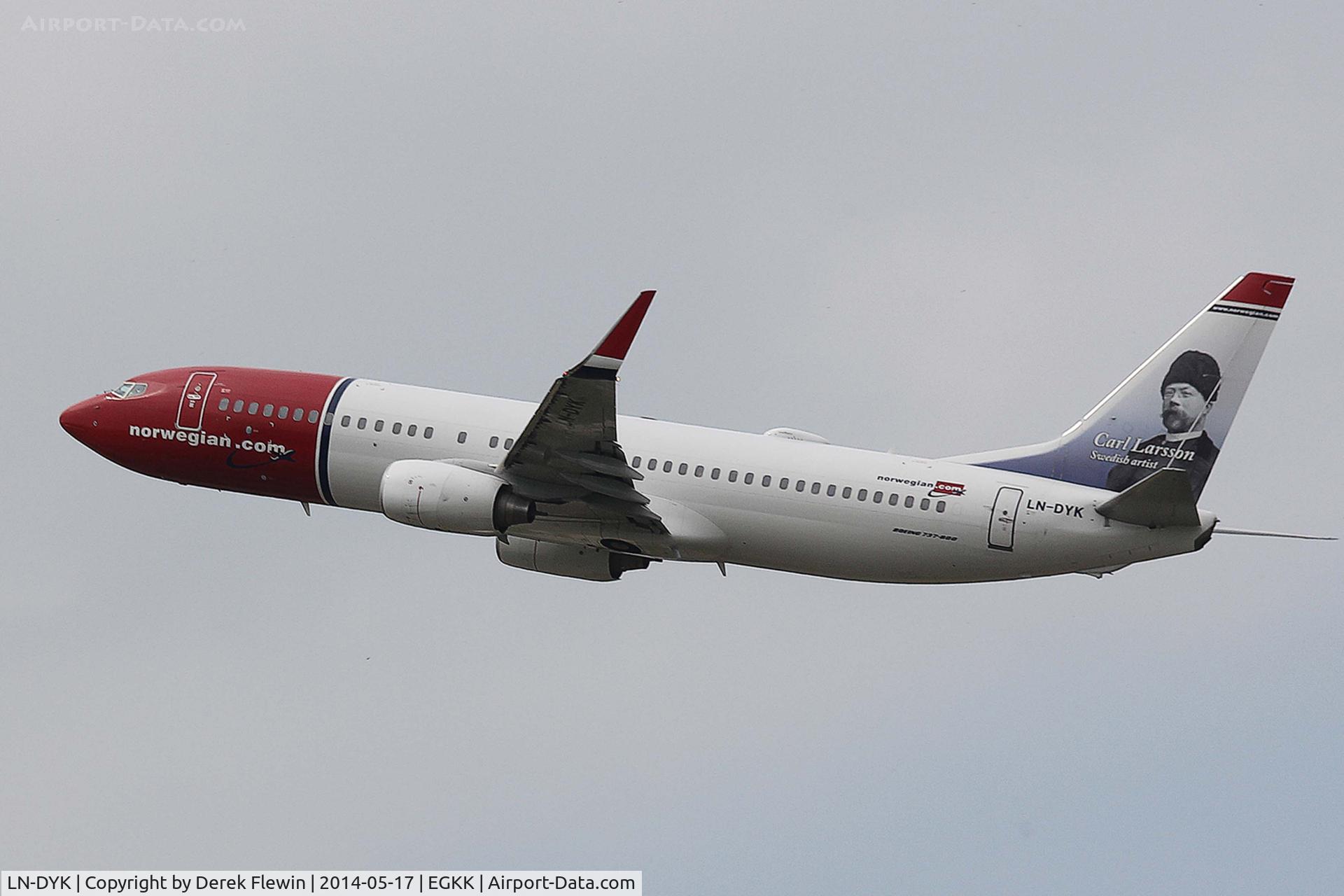 LN-DYK, 2011 Boeing 737-8JP C/N 39046, Seen pulling out from runway 26R at EGKK.