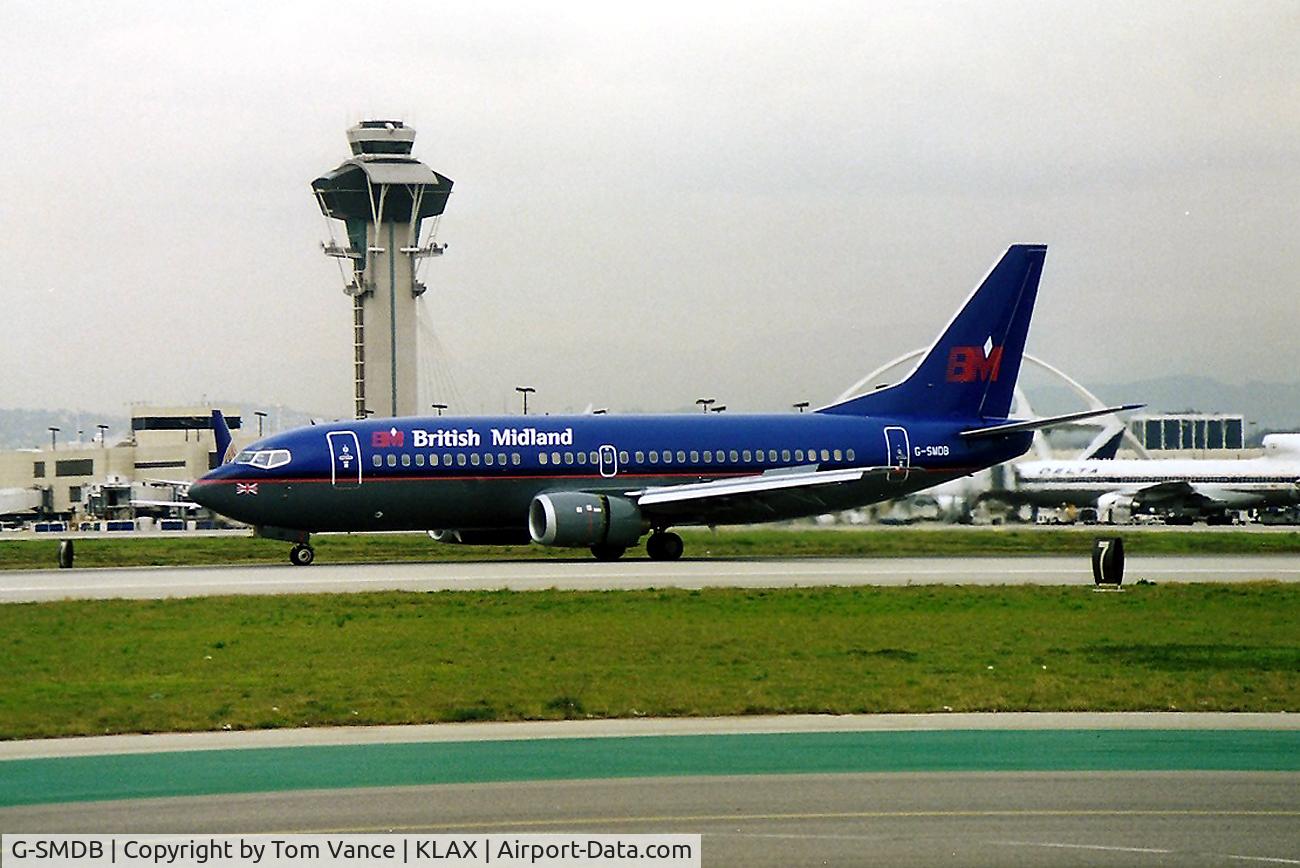 G-SMDB, 1997 Boeing 737-36N C/N 28557, KLAX - brand new B-737 on a test flight from KBFI - this new jet was here for 15 minutes only!