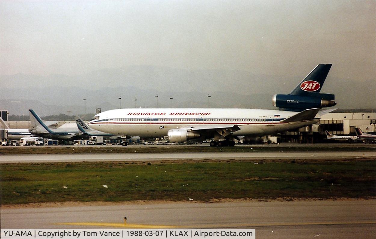 YU-AMA, 1978 McDonnell Douglas DC-10-30 C/N 46981, KLAX - Yugo DC-10-30 arriving KLAX on 25L and crossing 25R for the Intl terminal.