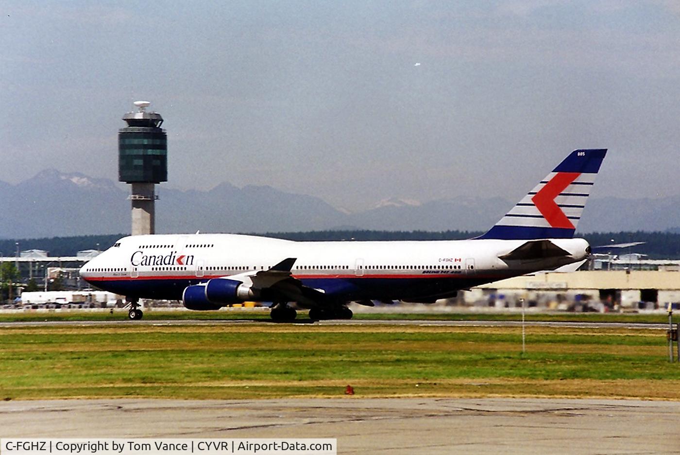 C-FGHZ, 1994 Boeing 747-4F6 C/N 27827, CYVR - Canadien 747-400 departing Vancouver,BA