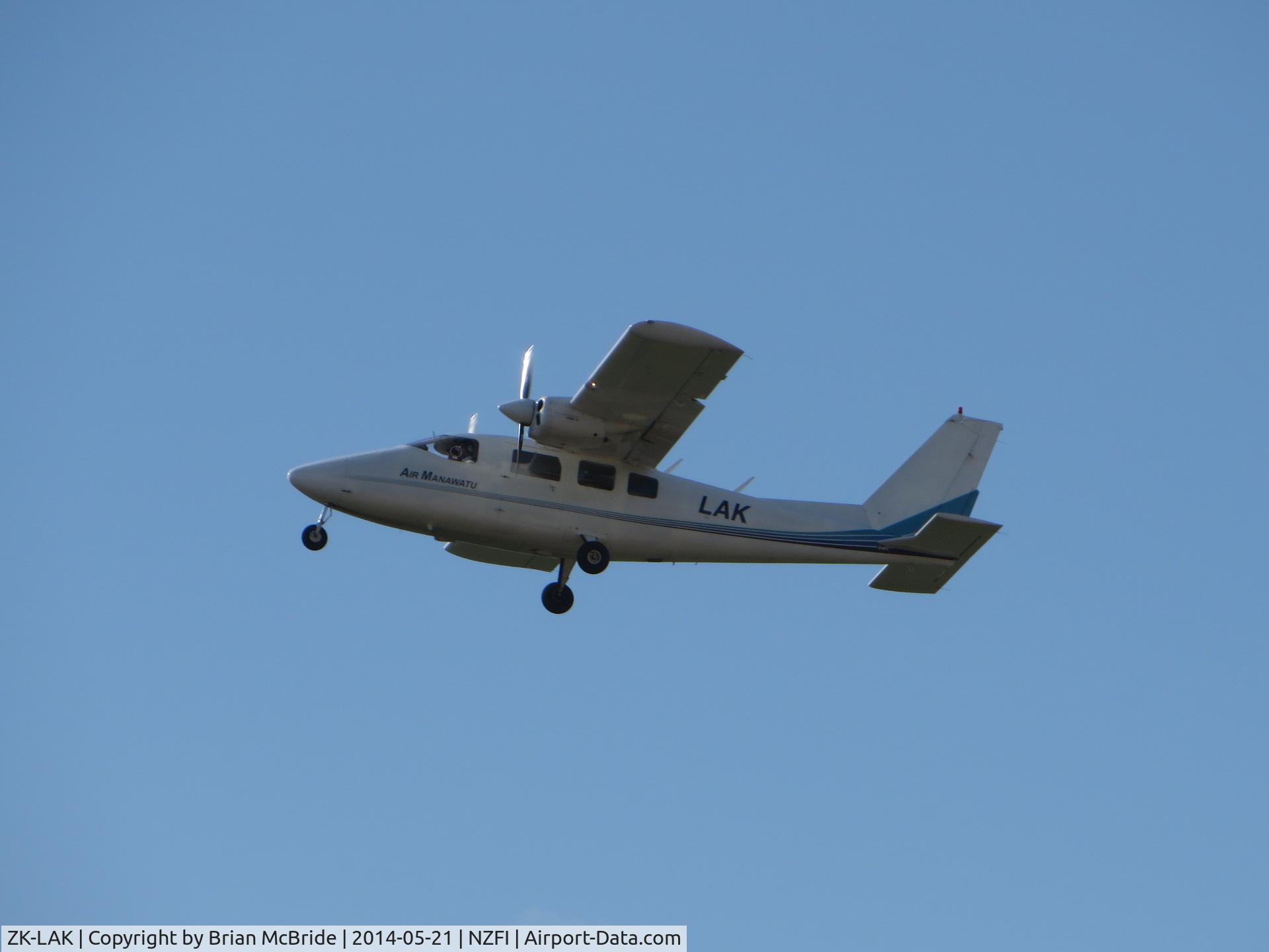 ZK-LAK, Partenavia P-68C C/N 327, Air Manawatu. Partenavia P-68C. ZK-LAK cn 327. Feilding Aerodrome (ICAO NZFI). Image © Brian McBride. 21 May 2014
