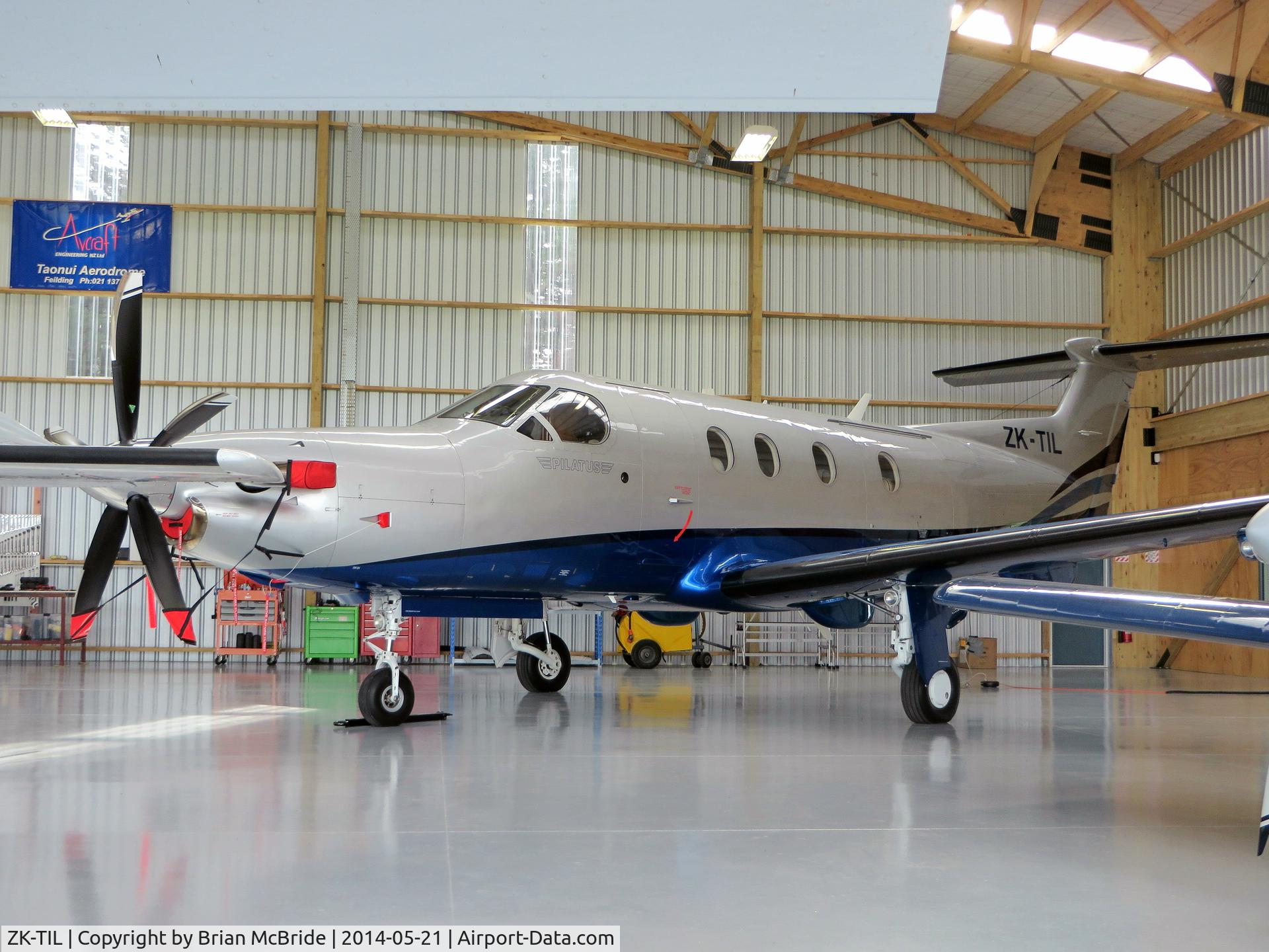 ZK-TIL, 2007 Pilatus PC-12/47 C/N 837, Pilatus PC-12/47. ZK-TIL cn 837, ex VH-ZBD. Tara Iti Holding Limited. Taonui Aerodrome, Feilding, New Zealand. Image © Brian McBride. 21 May 2014