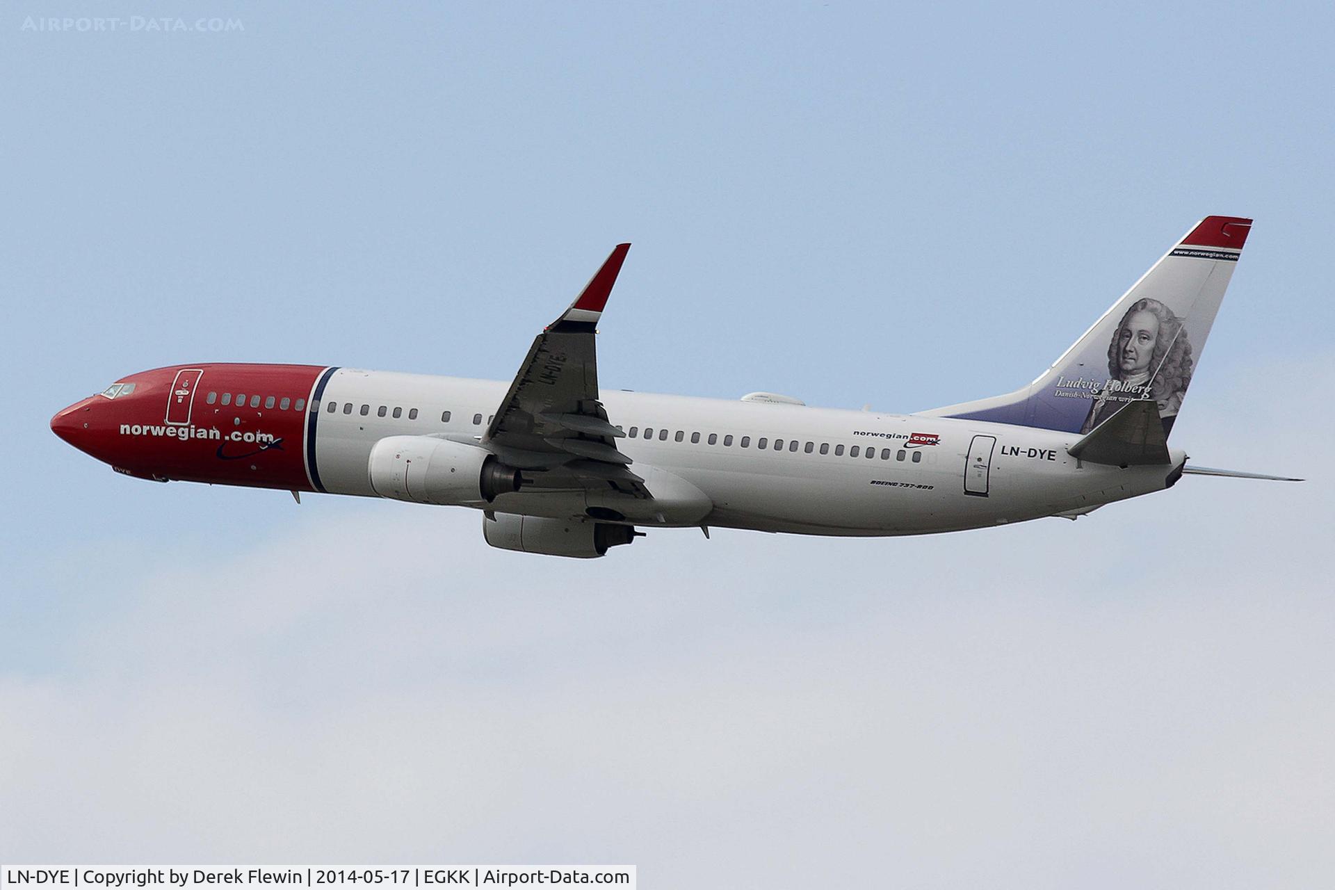 LN-DYE, 2010 Boeing 737-8JP C/N 39003, Seen pulling out from runway 26R at EGKK.