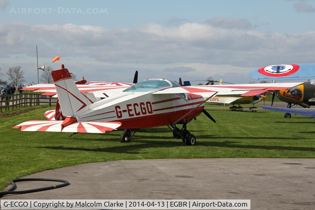 G-ECGO, 1966 Bolkow Bo-208C Junior C/N 599, Bolkow BO-208C Junior at The Real Aeroplane Club's Early Bird Fly-In, Breighton Airfield, April 2014.