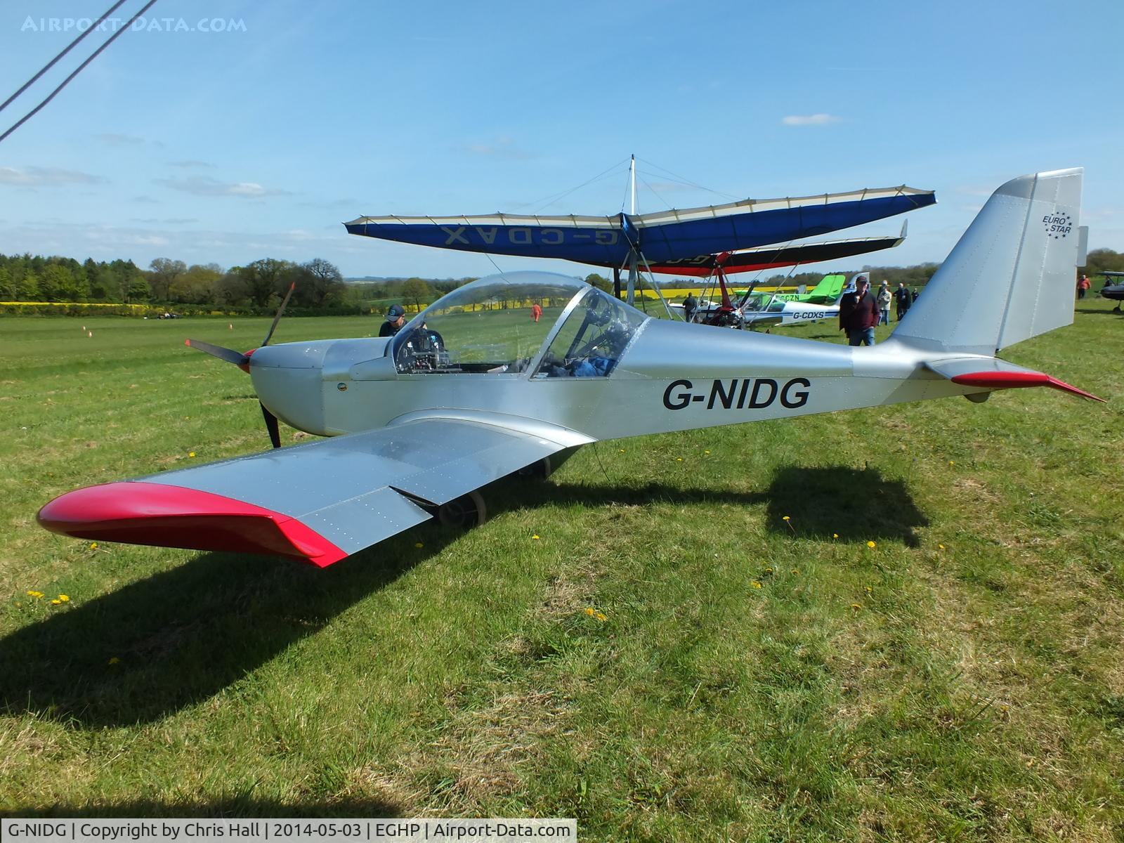 G-NIDG, 2000 Aerotechnik EV-97 Eurostar C/N PFA 315-13580, at the 2014 Microlight Trade Fair, Popham