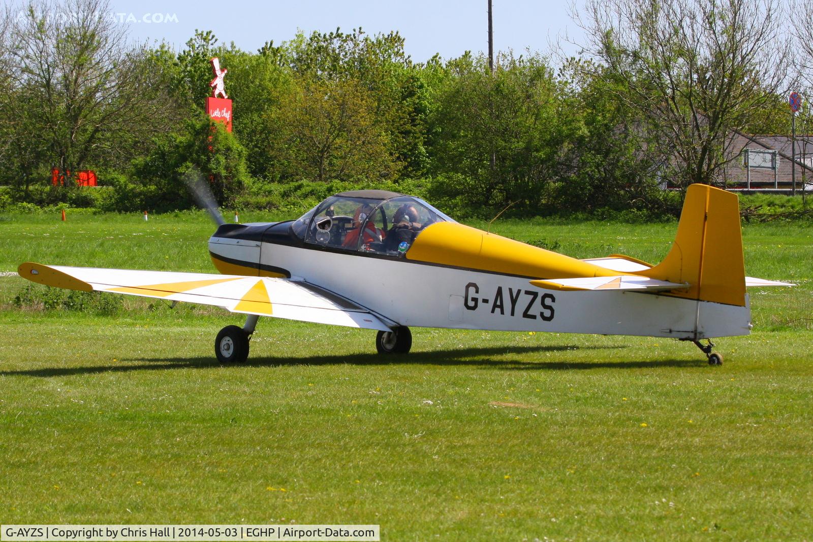 G-AYZS, 1971 Rollason Druine D-62B Condor C/N RAE/650, at the 2014 Microlight Trade Fair, Popham