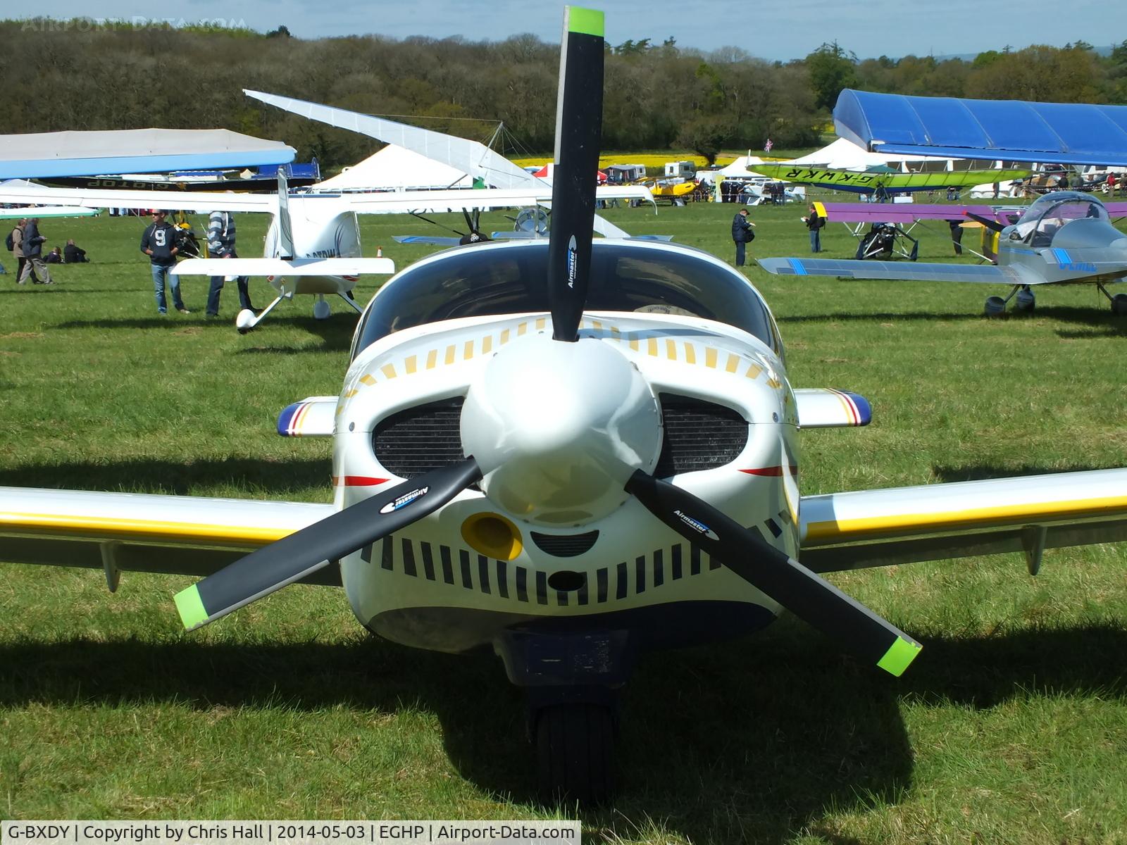 G-BXDY, 1997 Europa Monowheel C/N PFA 247-12914, at the 2014 Microlight Trade Fair, Popham