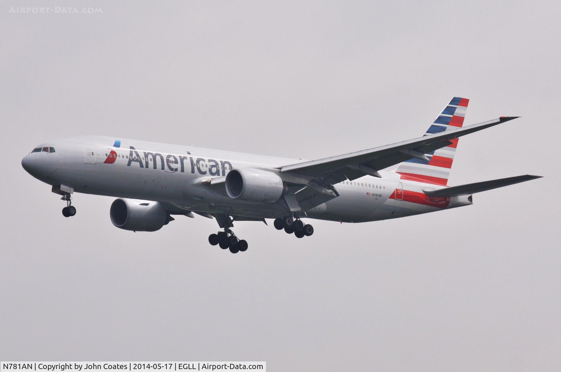 N781AN, 2000 Boeing 777-223 C/N 29586, Approach 27L